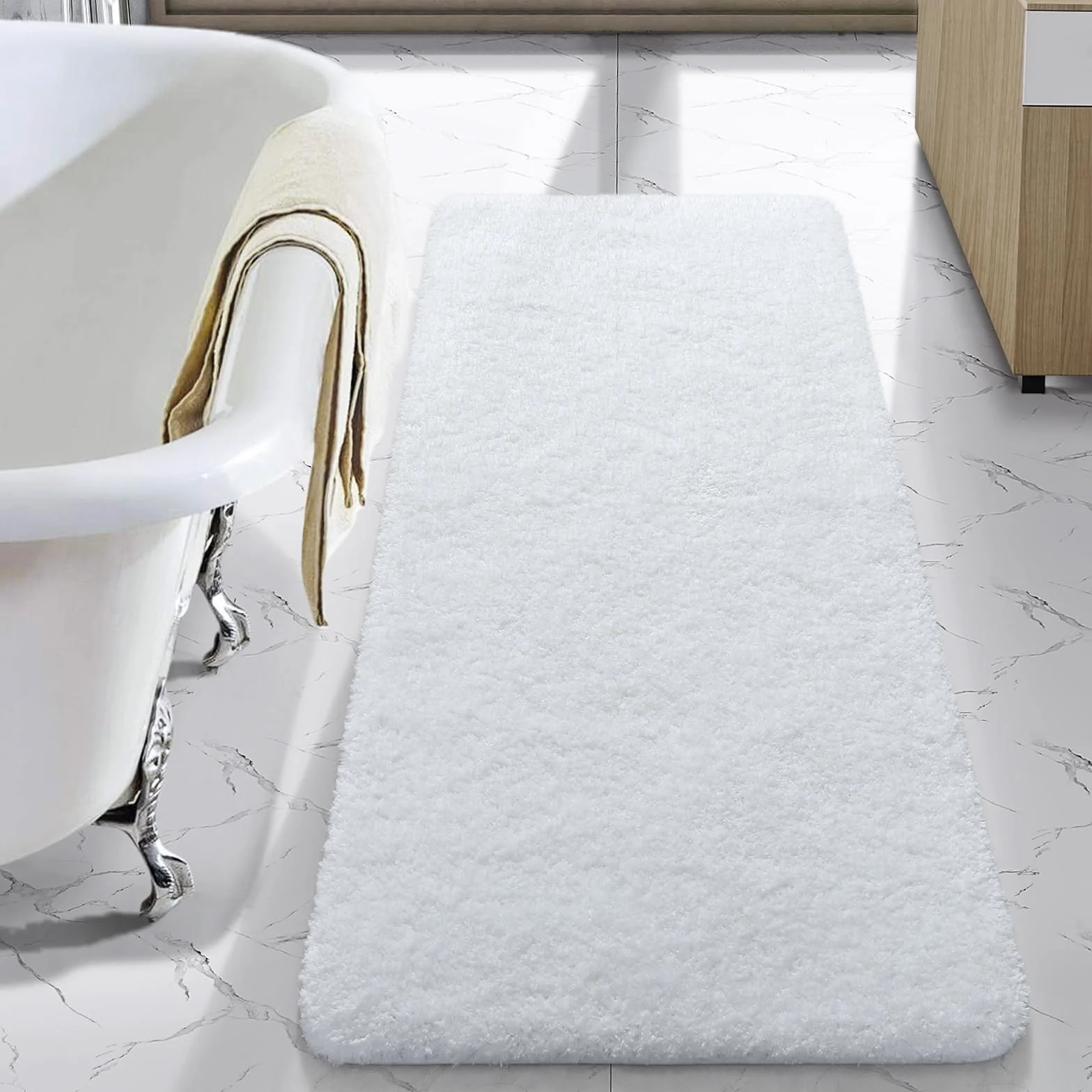 LOCHAS Alfombra de baño de 24 x 48 pulgadas, alfombra de baño de microfibra suave y gruesa y absorbente para baño, lavable a máquina, alfombra de baño antideslizante de felpa lanuda para bañera, suelo