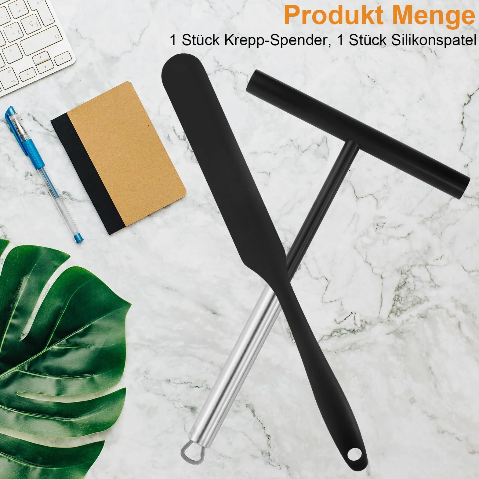 Dispensador de panqueques, acero inoxidable, con 1 espátula de silicona, para hornear panqueques