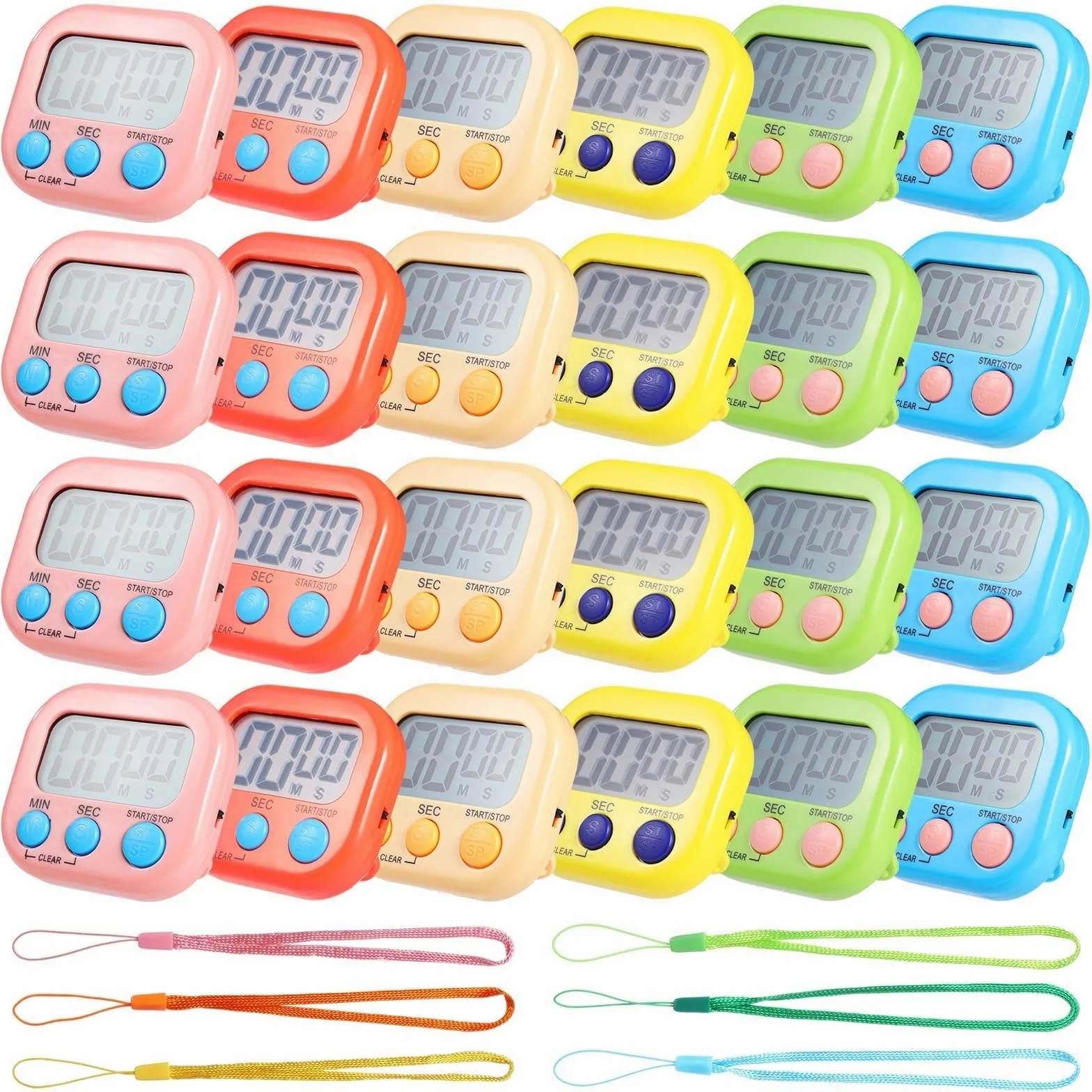 24 temporizadores digitales, temporizador magnético de cuenta regresiva con pantalla LCD grande y alarma fuerte, perfecto para aula, ejercicio y cocina