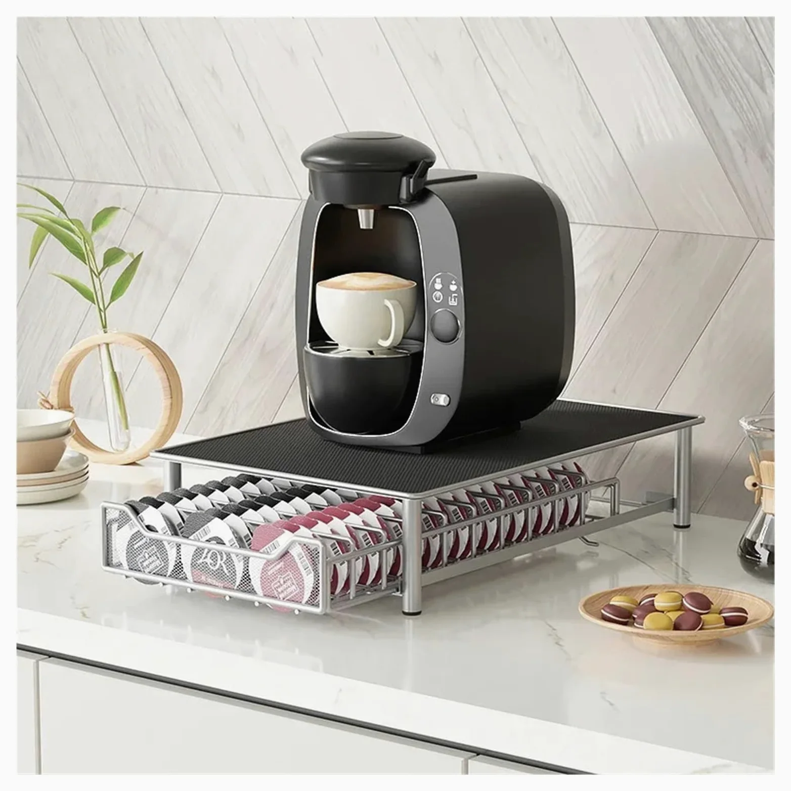 Soporte para cápsulas de café para 60 cápsulas compatible con cajones Tassimo, accesorios de café, solución de almacenamiento que ahorra espacio para los amantes del café