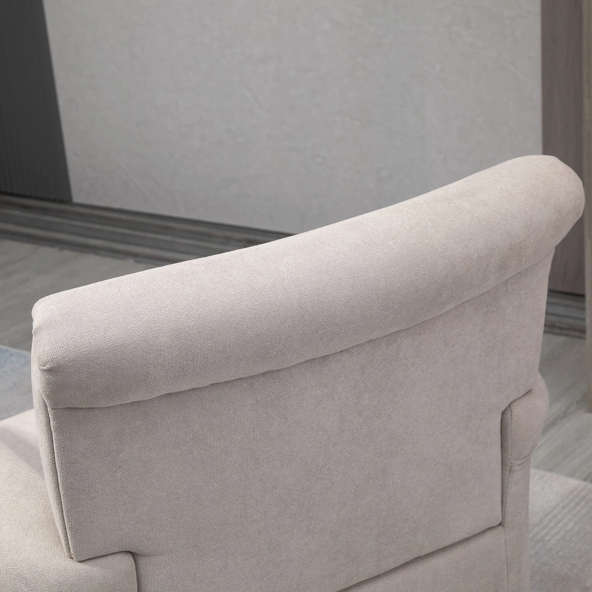 HOMCOM Butaca de Salón Tapizada en Tela, Sillón Relax con Reposabrazos, Asiento Extraíble y Lavable, Patas de Madera, para Dormitorio, Balcón, Estilo Moderno, Carga 150 kg, 79x72,5x88 cm, Gris