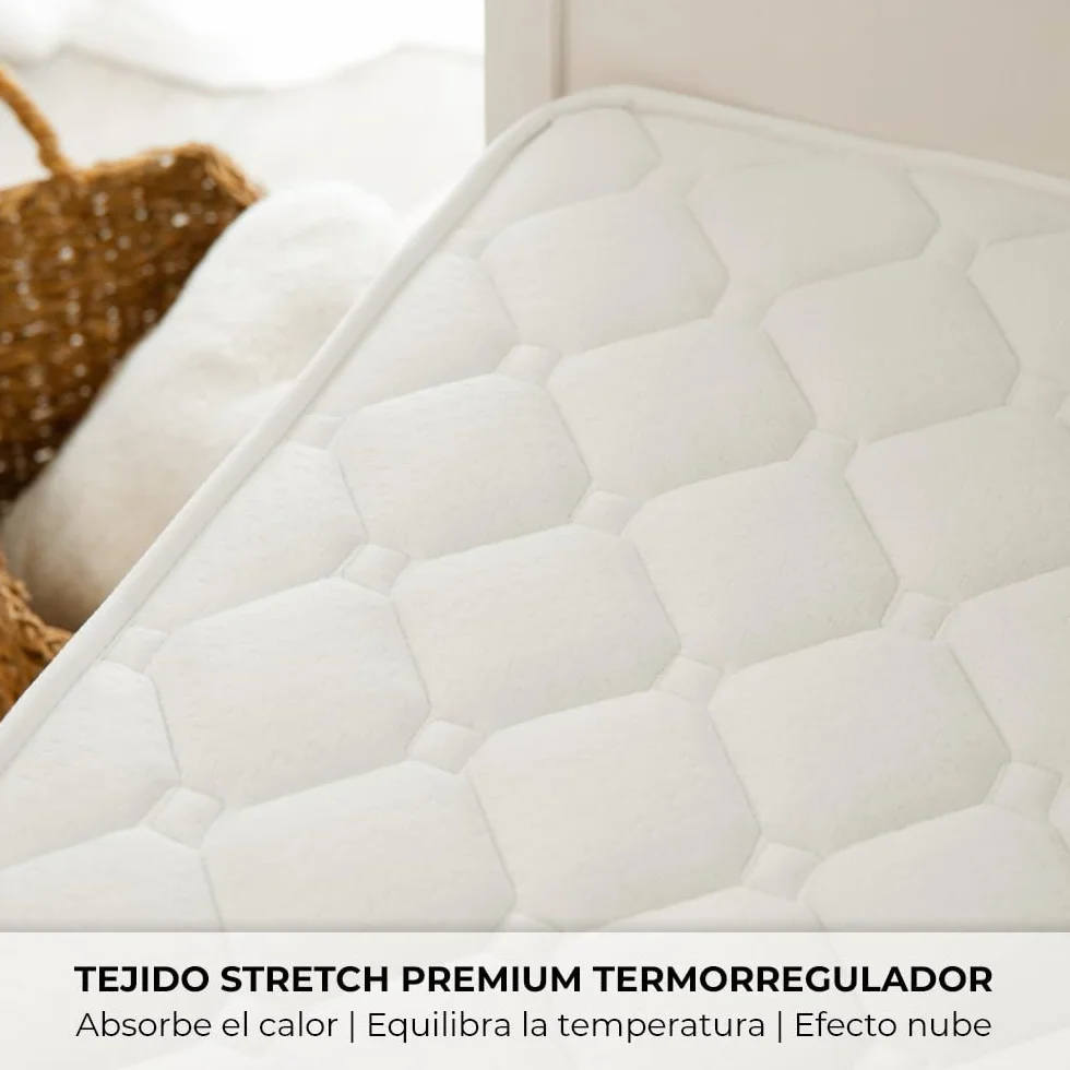 Nalui - Colchón Cuna Viscoelástico 120 x 60 cm Baby One Núcleo HR Adapt Foam, Tejido 3D Transpirable y Tejido Strech Hipoalergénico, Certificado Oeko-Tex® | Hecho en España. Altura ±12cm, Aguamarina
