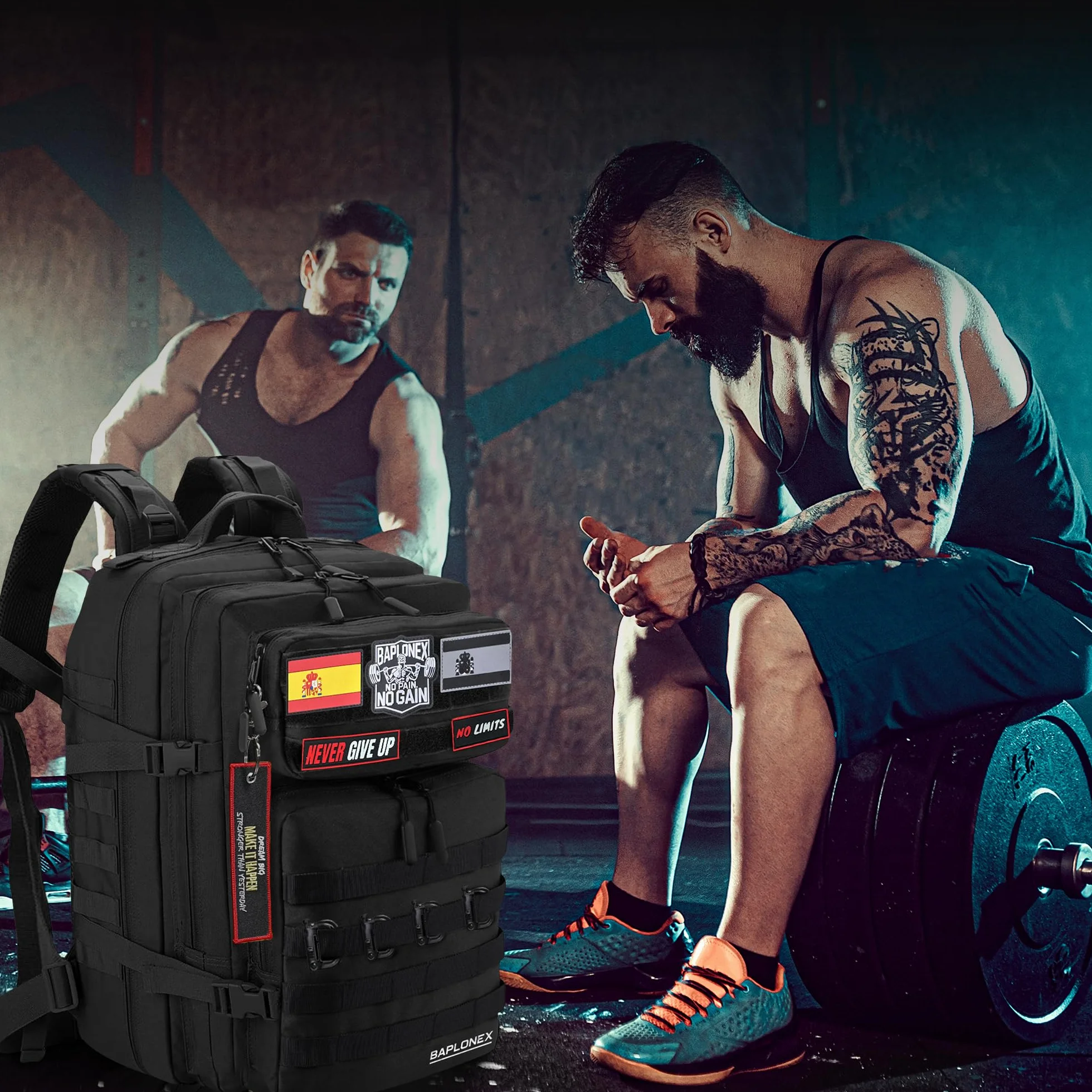 Mochila Militar 45L Tactica para Cross Training y Gimnasio con 5 Parches y Llavero