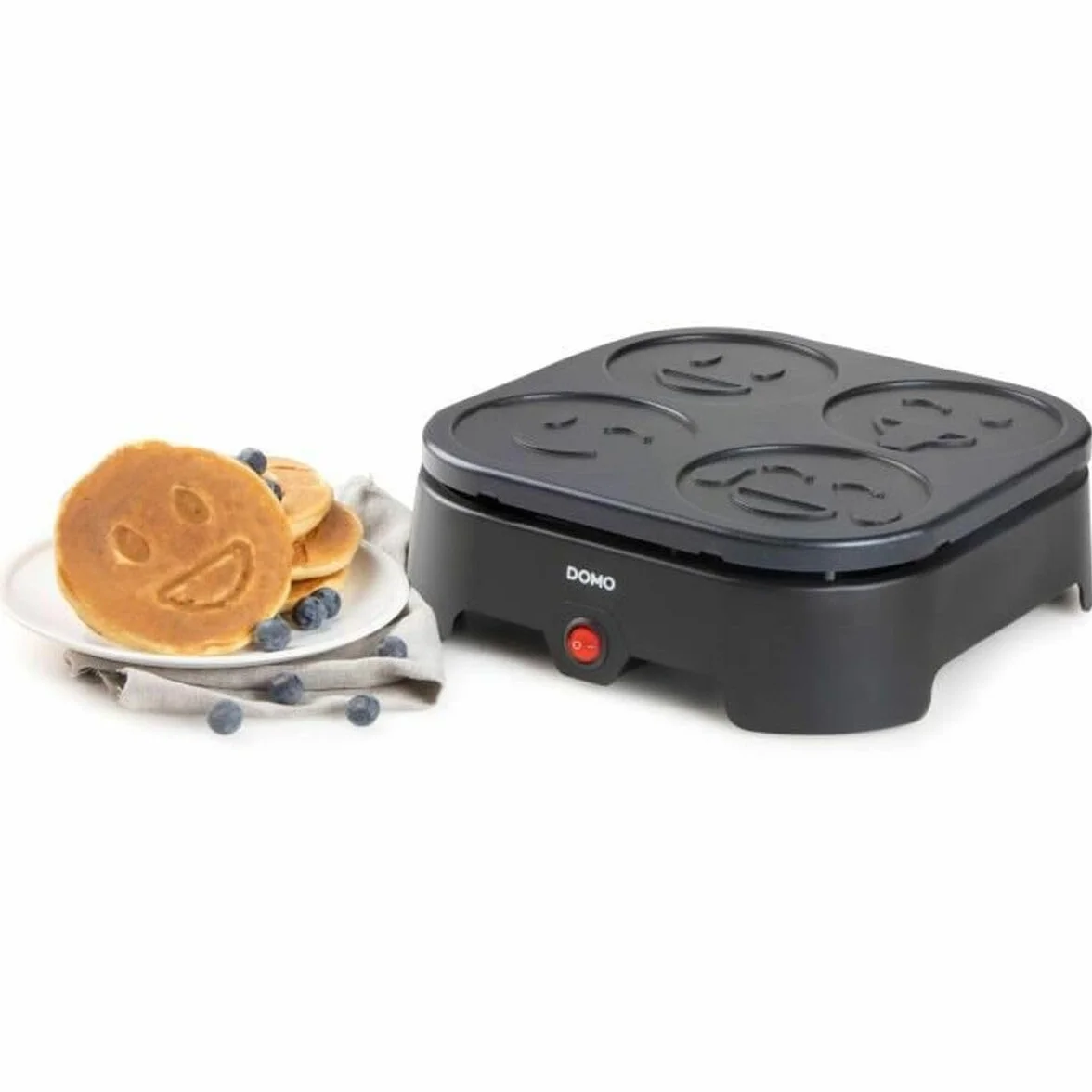 DOMO ELEKTRO DO8718P Emoji Crepe Pancake Maker, hierro fundido, multicolor