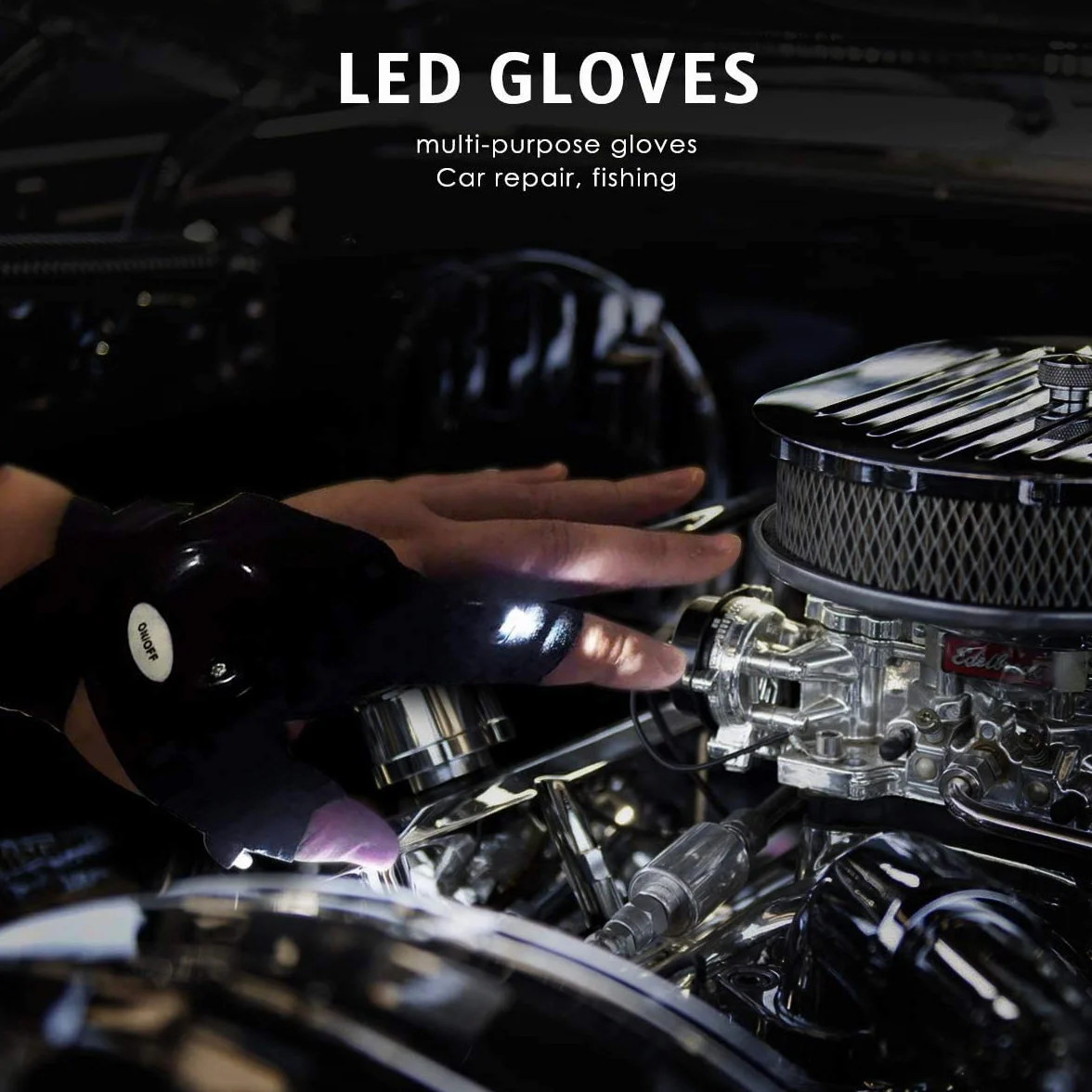 Guantes de linterna LED para exteriores, guantes de trabajo con luz para pesca y camping