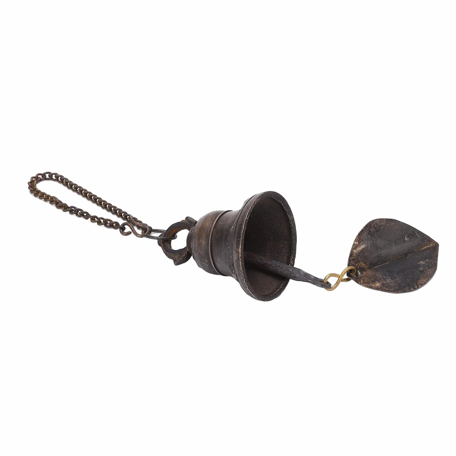 Campana de Cena de Cobre nepalí Hecha a Mano con badajo de Hierro Fundido, Campana Colgante de Gran Volumen para Puerta, Cerca o Pilar, carillón Decorativo para Cocina, casa de CAM