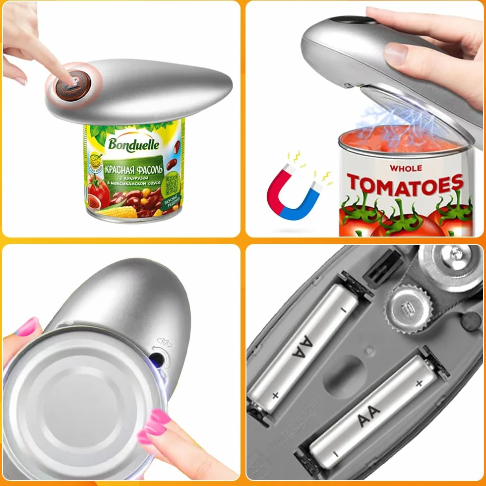 Abrelatas Eléctricas - Abrelatas de Conservas y Abrelatas Automáticas, Ideal para latas y frascos, Perfecto para la cocina
