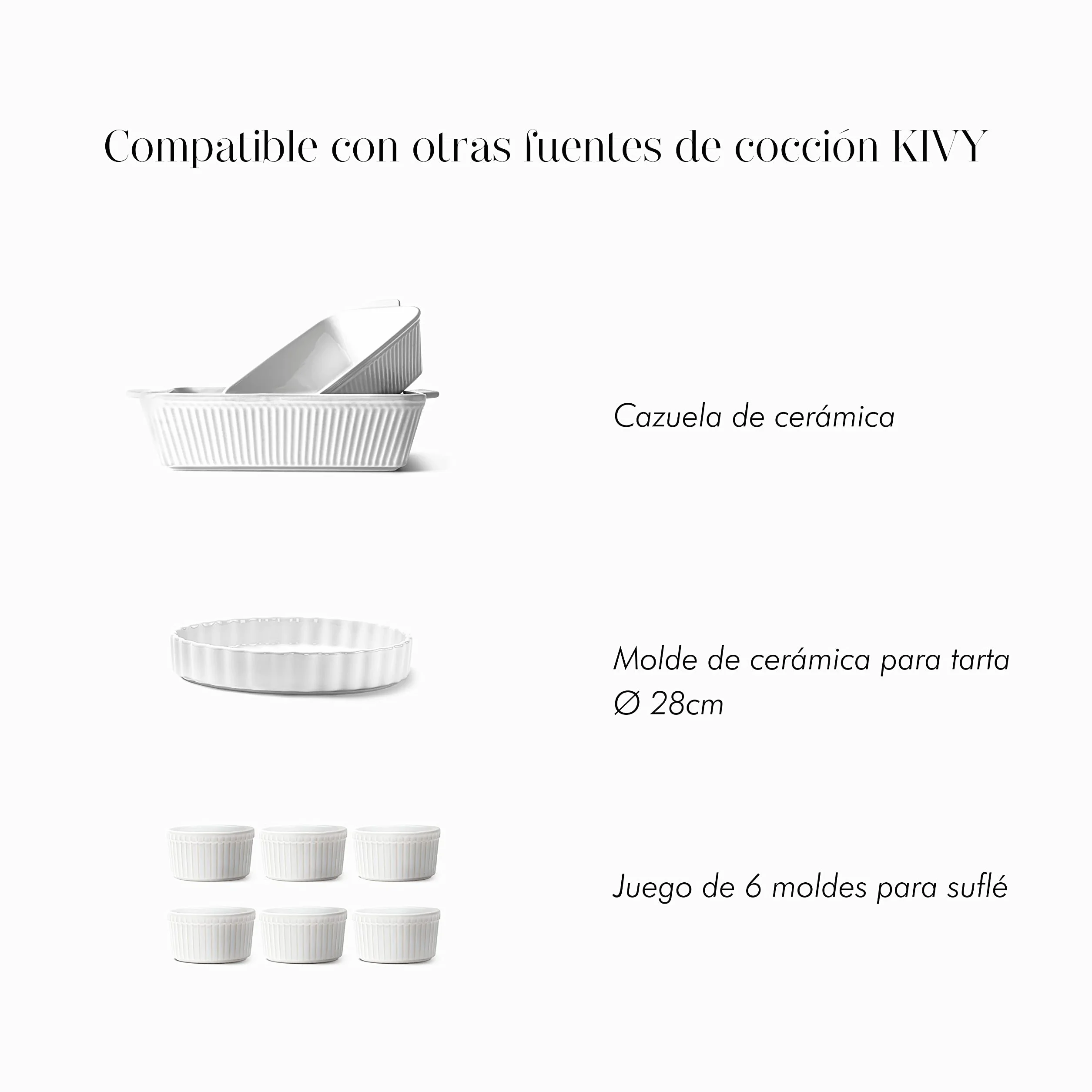 KIVY Molde de Cerámica Antiadherente para Quiche - 28 cm - Redondo - Fuente de Horno Redonda