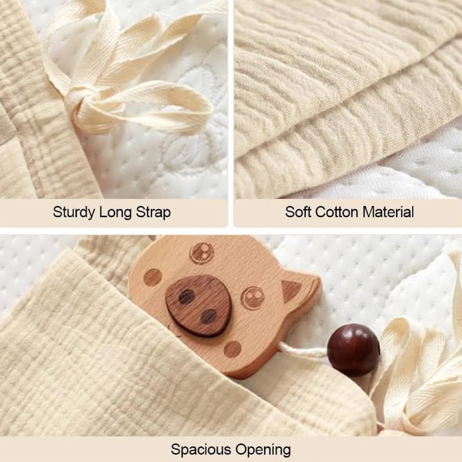 Organizador Colgante para Cama de Bebé, Bolso con Dos Bolsillos Grandes para Pañales y Juguetes, Caqui