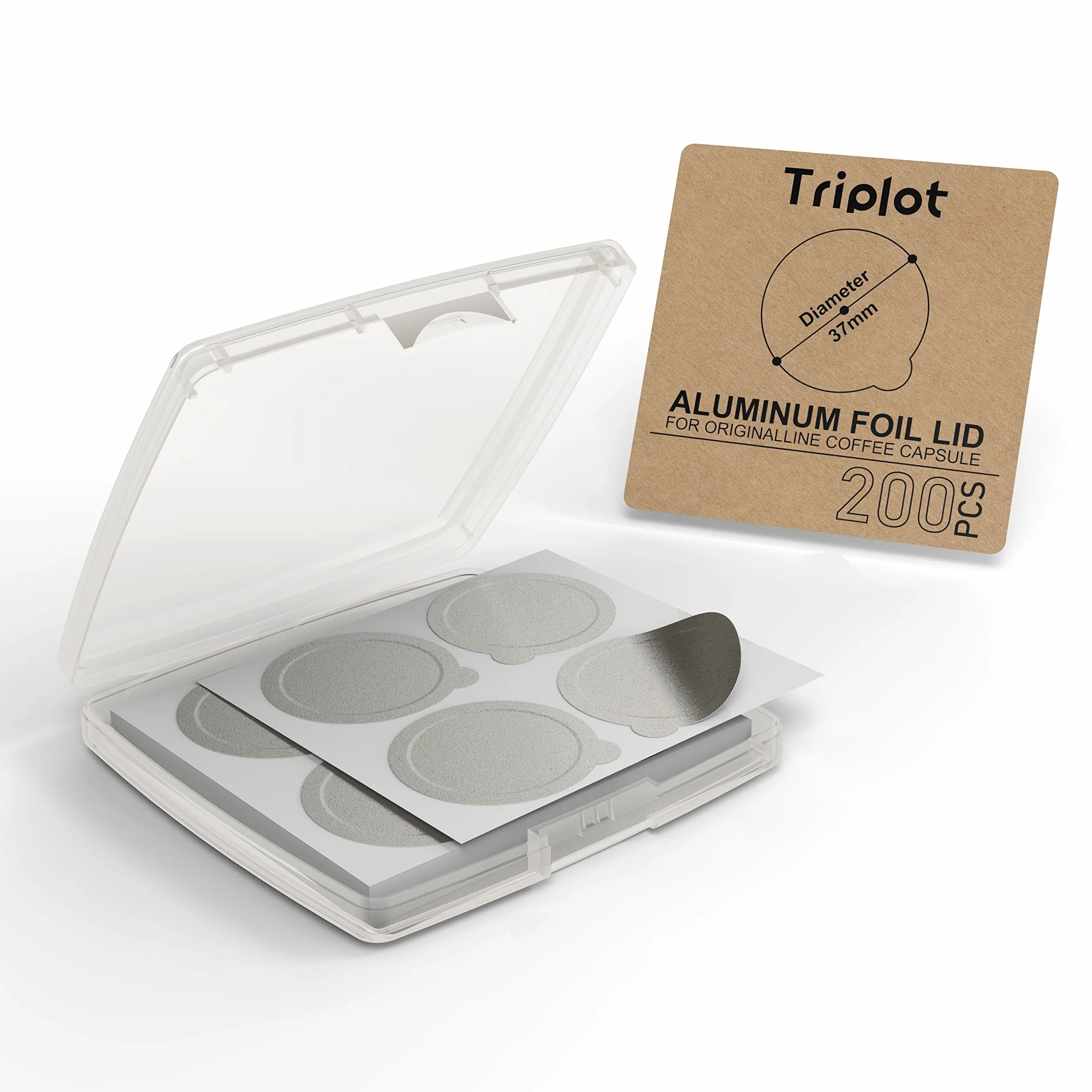 Tiplot Tapas de aluminio para cápsulas reutilizables, sellos adhesivos de aluminio autoadhesivos, 200 unidades para cápsulas de café recargables, máquinas de línea original Nespresso compatibles con