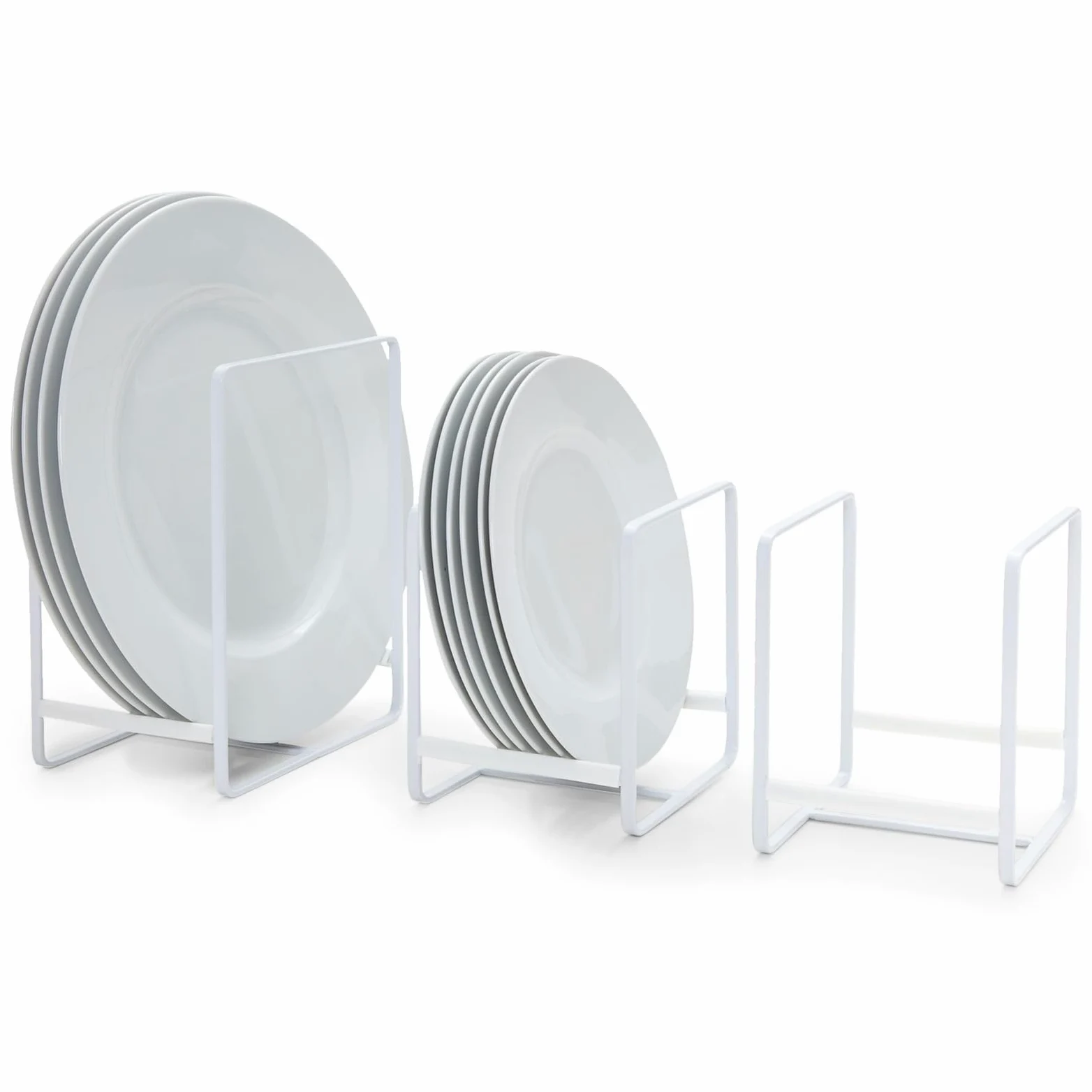 Organizador de armario de cocina para platos, ollas y sartenes (2 tamaños, 3 unidades)