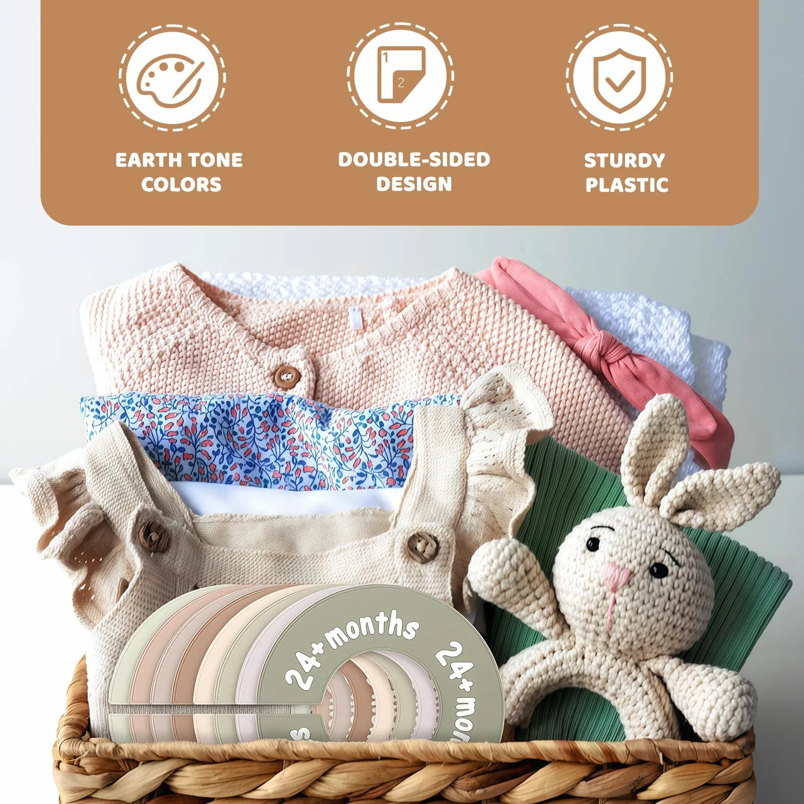 Perchas para Bebés Divisores de Ropa en Tonos Tierra Organizador Armario Decoración Habitación Infantil