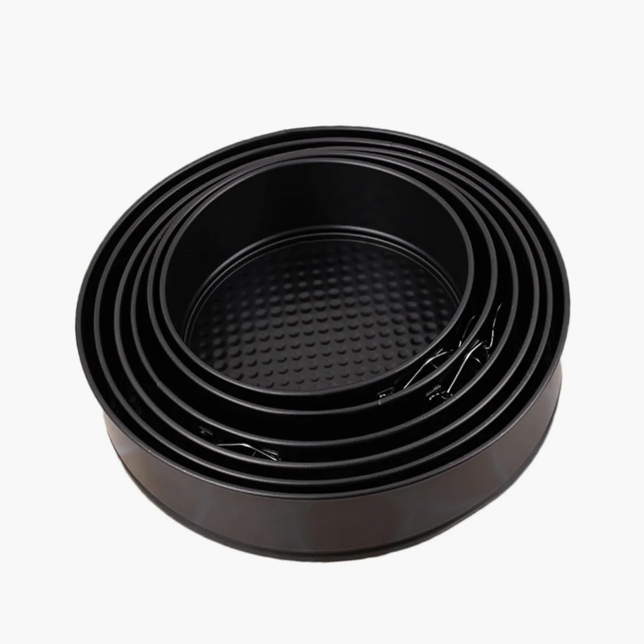 Molde Redondo Hebilla para Tartas 6 Piezas de Acero al Carbono | Negro, Fondo en Forma de Panal, Uso en Casa y Fiesta, Apto para Frigorífico