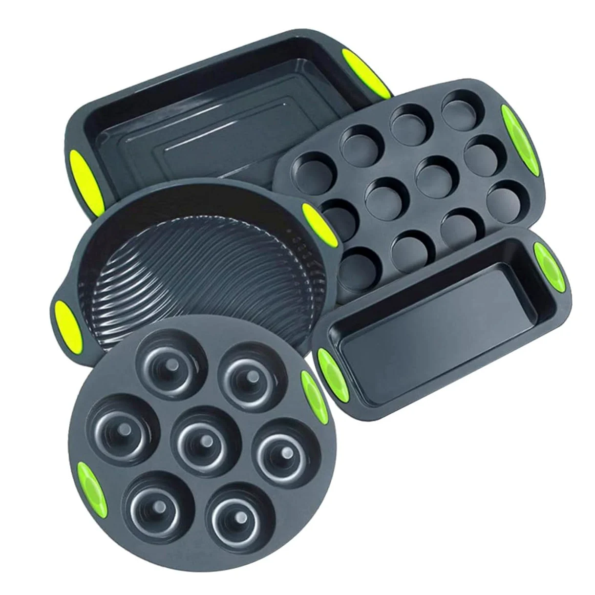 Homoyoyo Set de 5 Moldes de Silicona para Hornear Bizcochos, Resistentes al Calor y Flexibles, Ideales para Repostería en Cocina