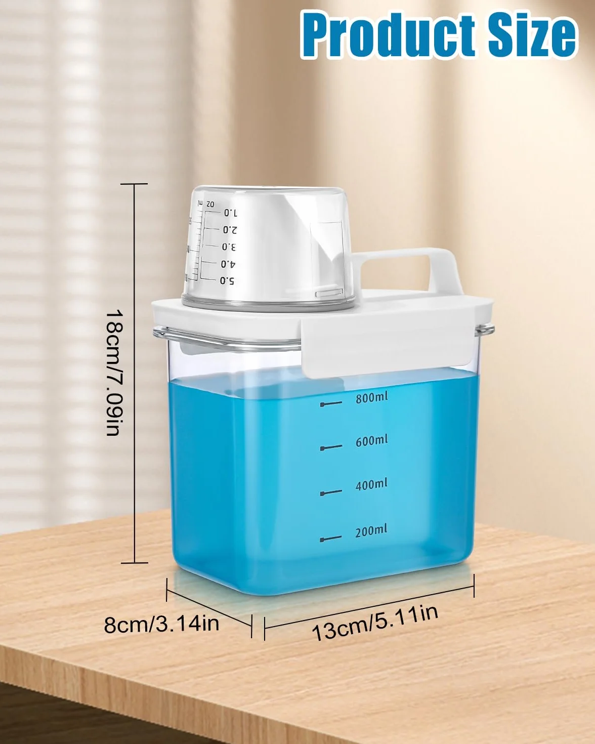 Dispensador de detergente hermético con vaso medidor, caja de almacenamiento hermética de detergente en polvo, caja de almacenamiento para detergente, caja de Almacenamiento con Vaso Medidor 1100 ml