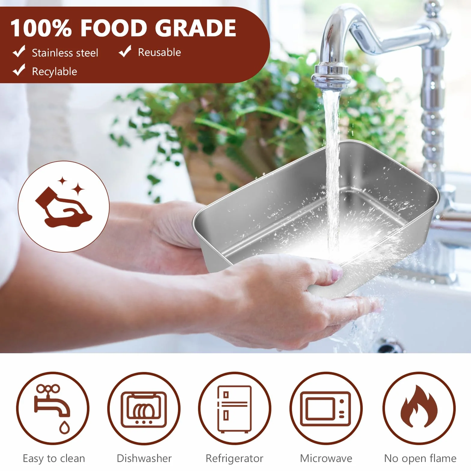 3 Pcs Molde pan Horno Inox, Molde Rectangular Reposteria Antiadherente, Moldes de Acero Inoxidable para Hornear Tostadas Pan Postres Tartas Lasaña(22 x 15 x 6 cm)
