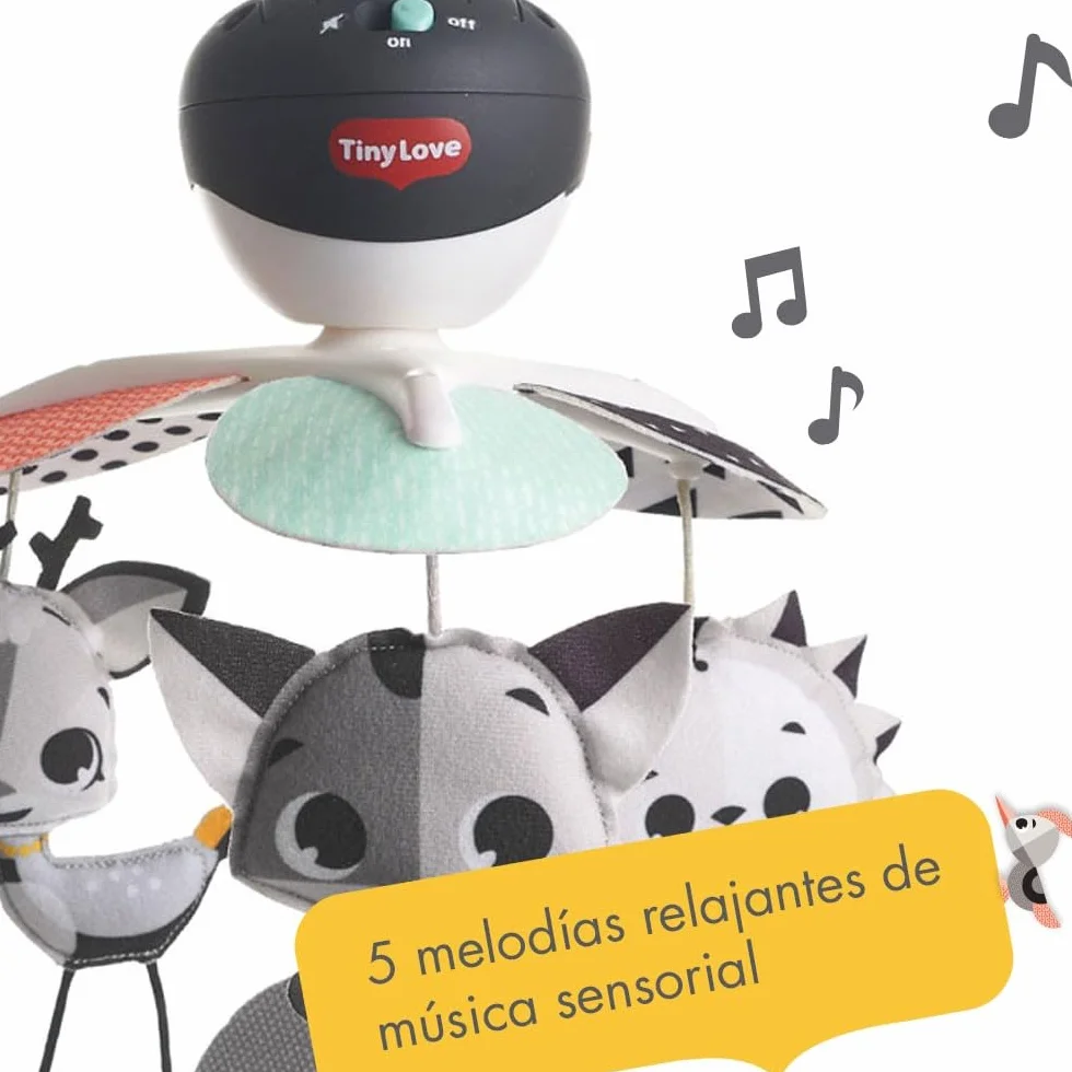 Tiny Love Take-Along-Mobile, Movil Cuna Bebe Musical 3 en 1, 0+ Meses, Movil Bebe Silla de Paseo, Móvil Musical Portátil, 3 Conectores, 5 Melodías, 30 Min de Música Continua, Magical Tales