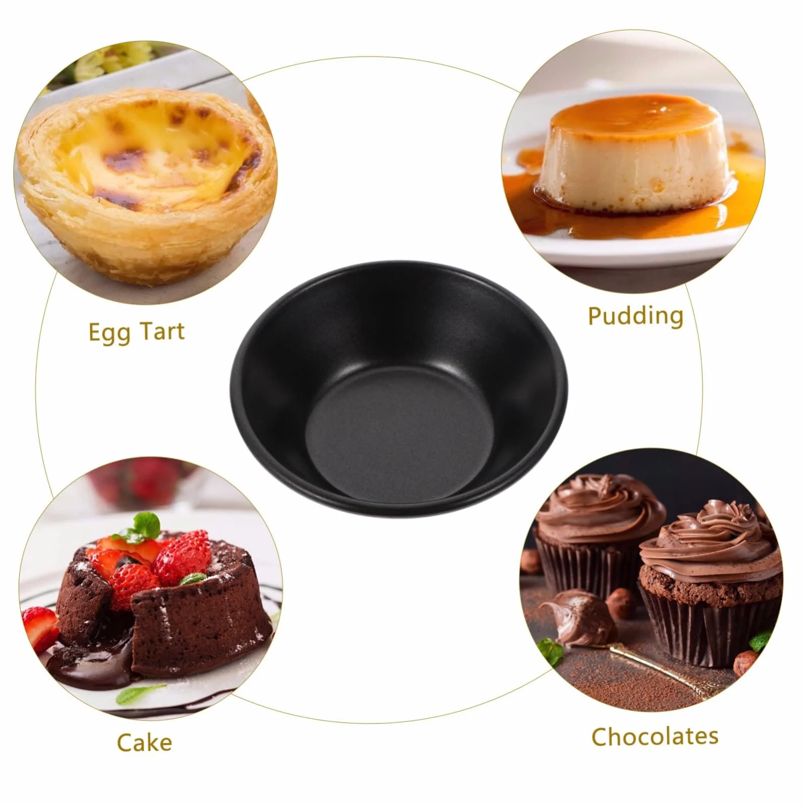 Set 10 Moldes Antiadherentes para Tartaletas, Moldes para Pasteles de Nata Portugueses 8cm, Formas Reutilizables para Mini Tartas y Quiches