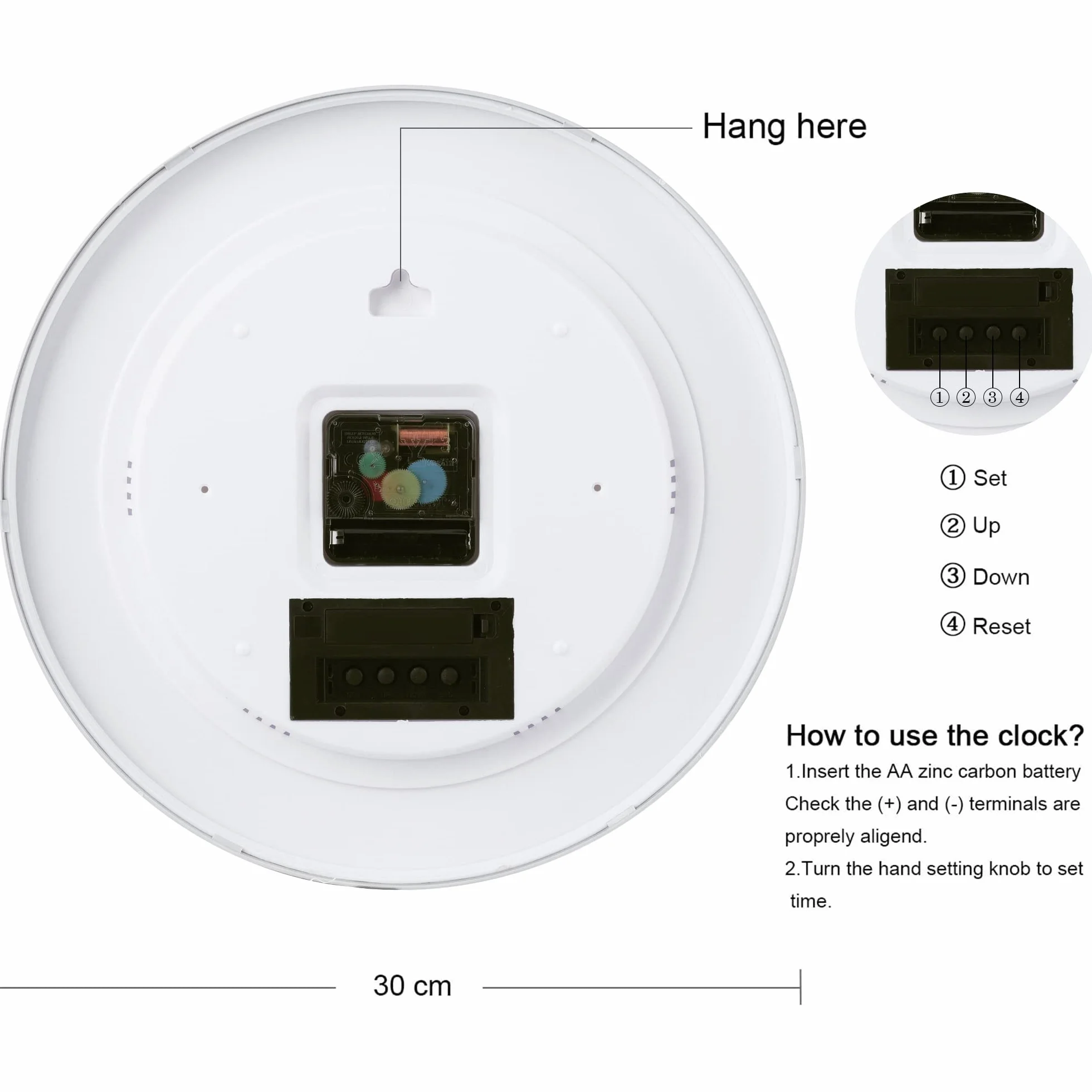 Lafocuse 30cm Reloj de Pared Calendario con Fecha y Termometro Digital LCD, Silencioso Moderno Plateado Reloj Cocina Pared, Fácil de Leer sin Tictac para Salon Dormitorio Oficina