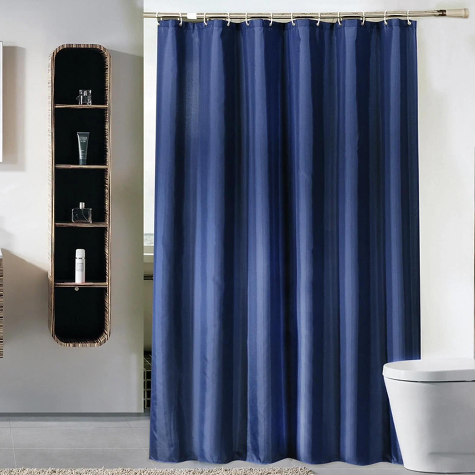 Cortina de ducha impermeable extralarga de 165 x 220 cm, poliéster, lavable, resistente, incluye 12 ganchos de plástico, ideal para decoración de baños y baños
