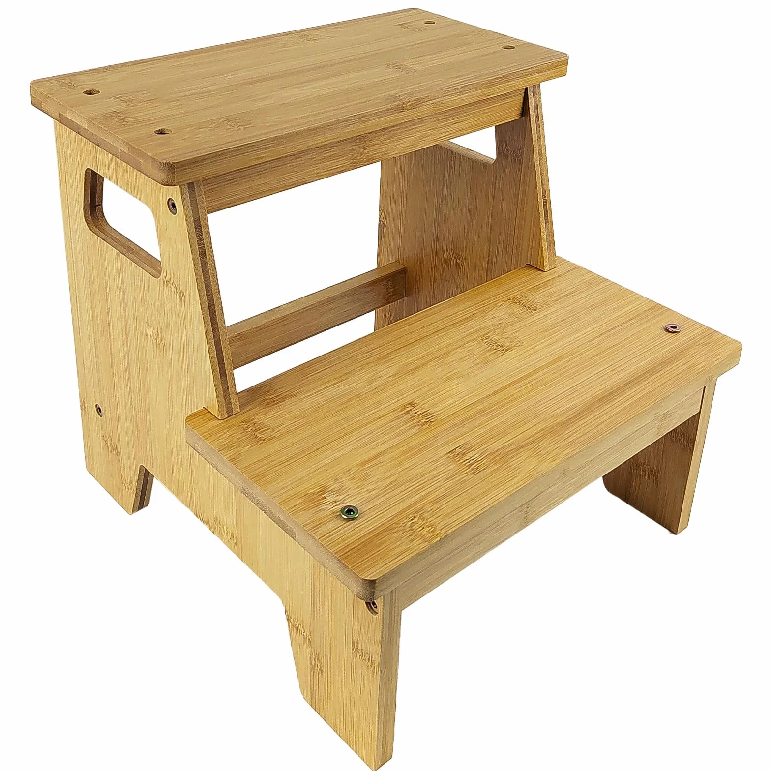 Escalera Madera 2 Peldaños Antideslizante Baño Cocina
