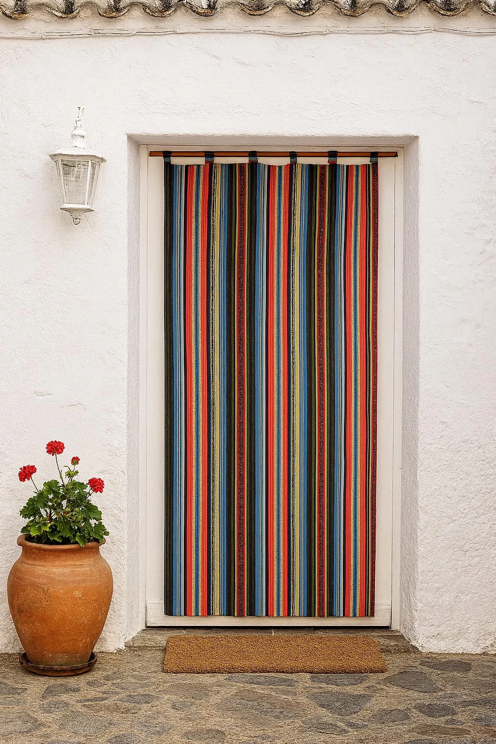 Milica Cortina Alpujarreña Jacquard Rústica 140x260 cm | Solo Cortina | Estilo Tradicional Español para Puerta y Ventana Exterior e Interior | Alta Resistencia y Fácil Instalación | Modelo Jarapa