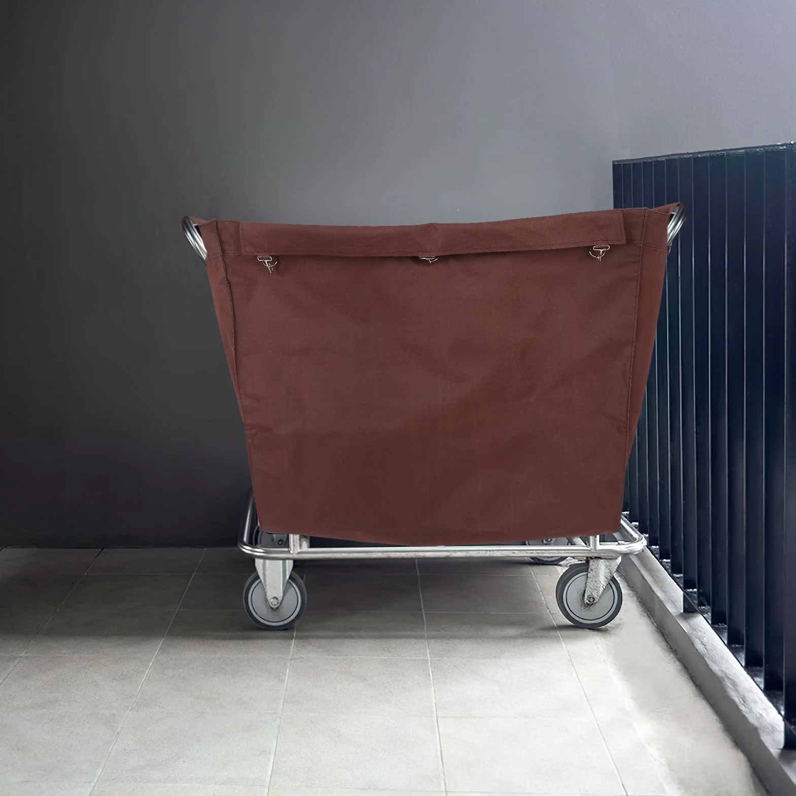 Holibanna Bolsa de Lavandería Portátil de Tela Oxford Marrón para Carrito de Basura y Recogida de Ropa Gran Capacidad para Organización en Casas de Huéspedes