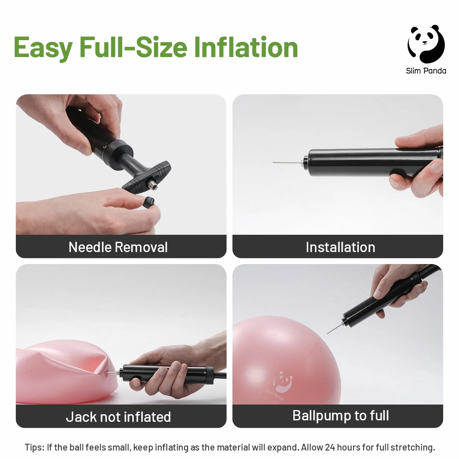 Slim Panda Pelota de Pilates 23cm Antiexplosión Antideslizante con Bomba