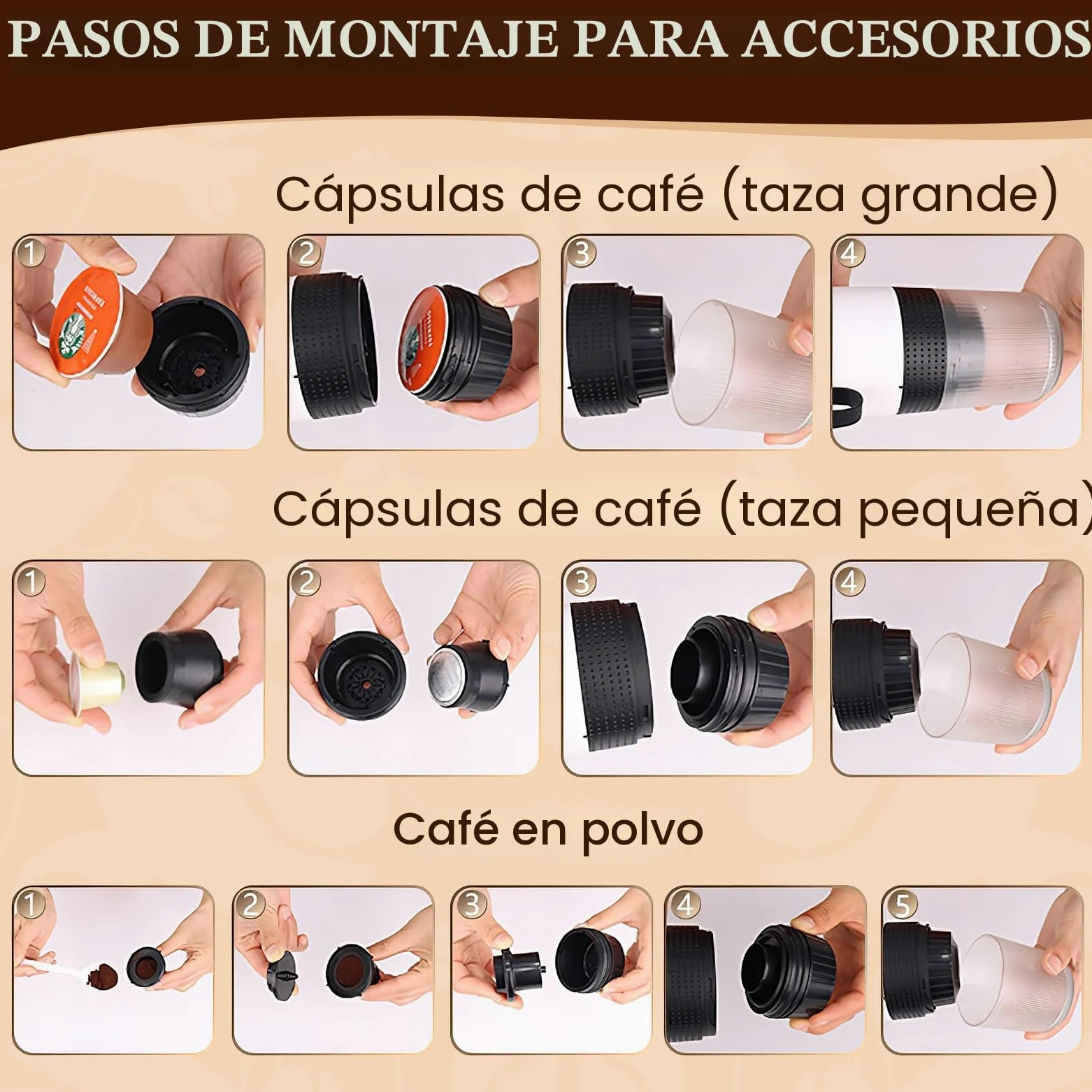 Máquina de café multicápsulas, 3 en 1 cafetera expreso, 4 a 6 minutos de auto-elevación, cápsulas pequeñas, grandes cápsulas, café molido, cafetería portátil para oficina, hogar, coche (blanco)