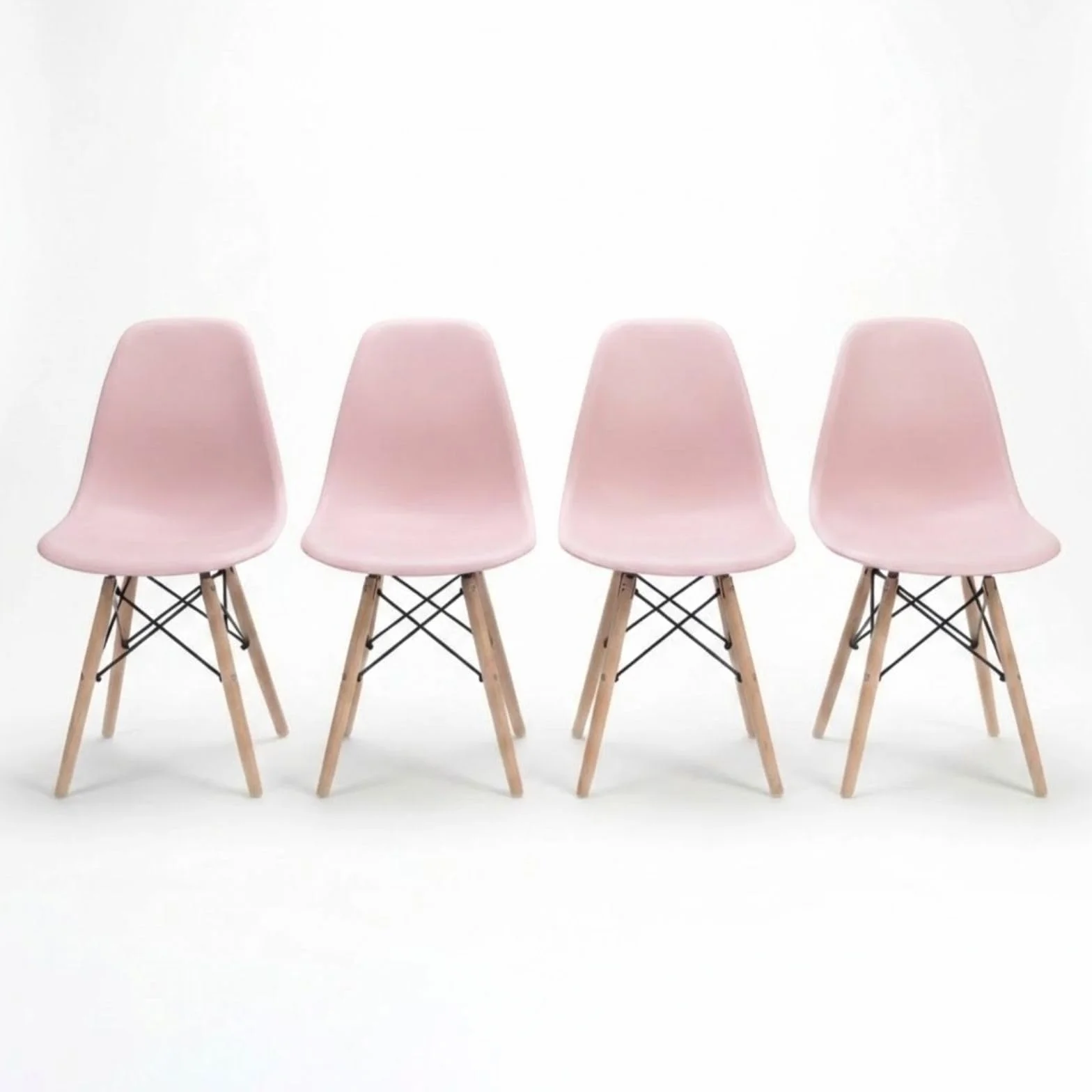 DASCK Silla Nórdica Escandinava, Patas de Haya Natural, Polipropileno Ergonómico, Carga Máx. 120 kg, para Comedor y Salón (Rosa)
