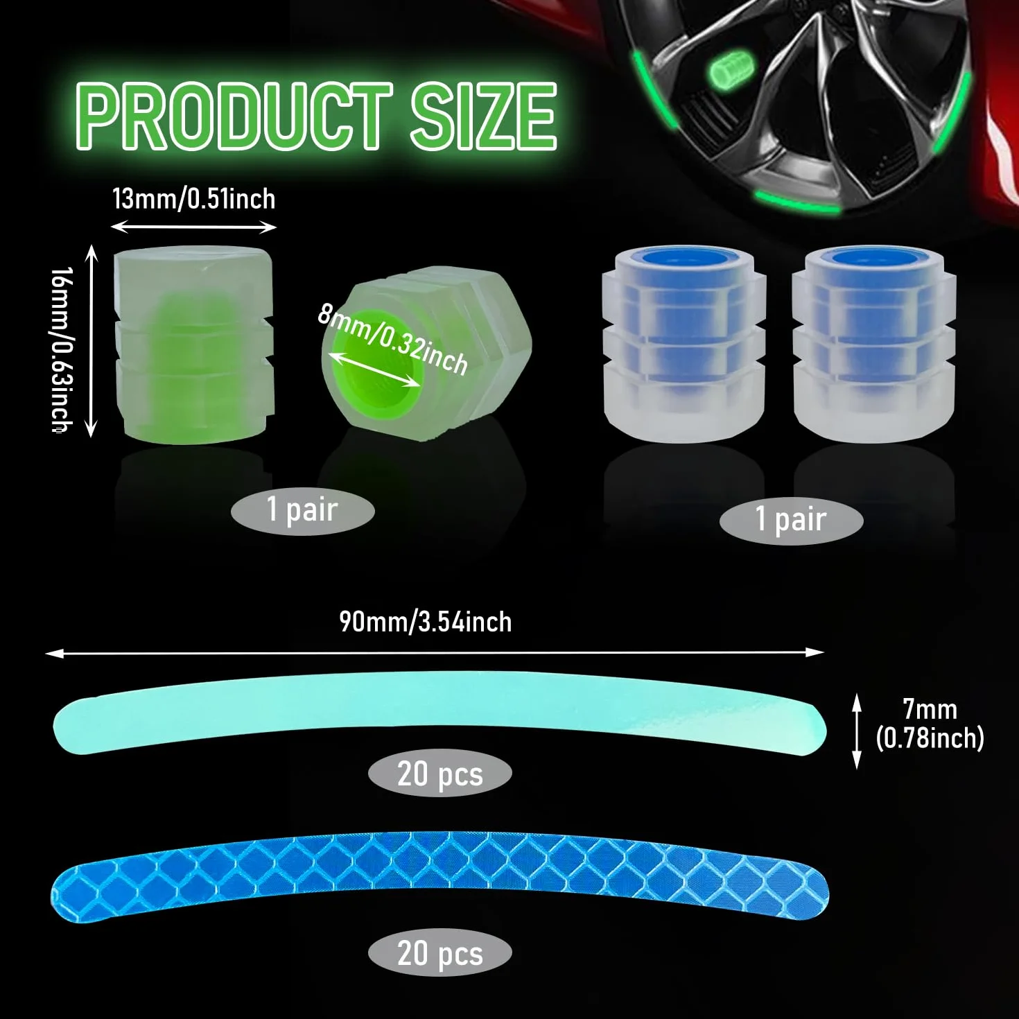 40 Piezas Pegatinas Reflectantes para Bicicleta, 4 Piezas Tapas Luminosas, Adhesivo Reflectante,Altamente Reflectantes y Intemperie, para Bicicleta, Moto, Silla De Paseo, Casco, Cochecito