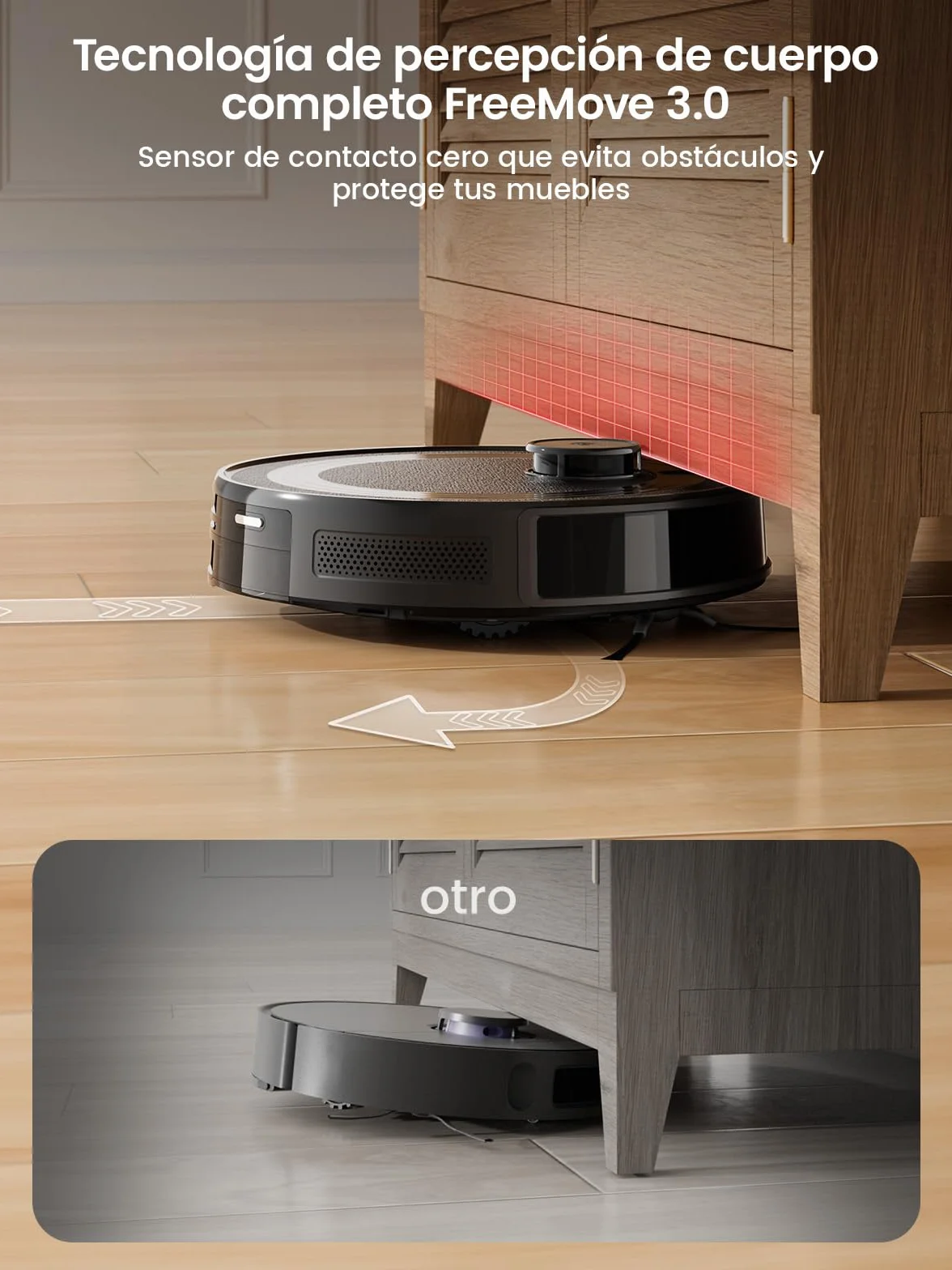 Lefant M2 Robot Aspirador y Fregasuelos 2 en 1, 6000Pa, 160min Automático, Navegación Láser, Evitación PSD, Limpieza Personalizada, Ideal para Limpiar Pelo de Mascotas y Suelos Duros