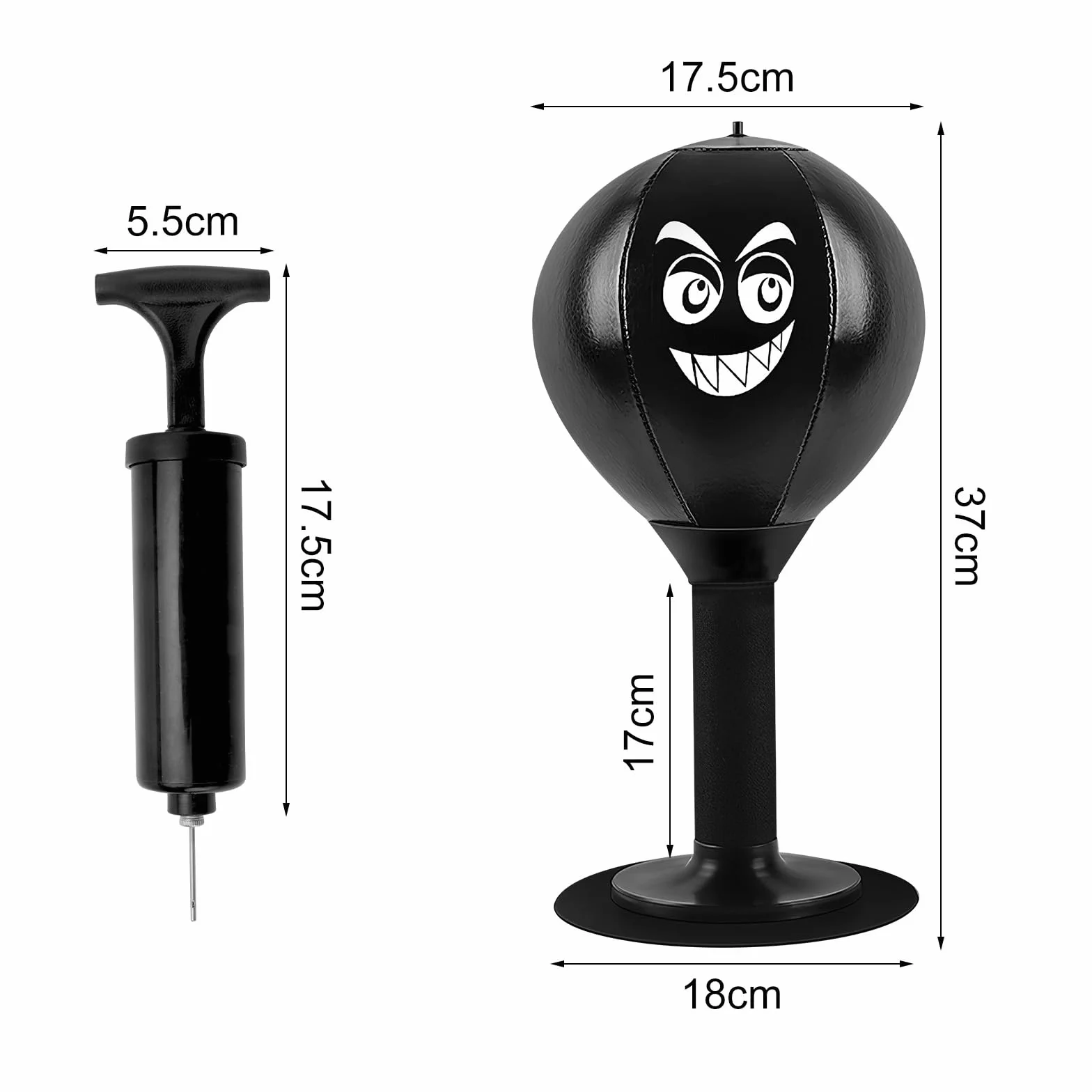 Saco de boxeo escritorio con ventosa y bomba – Pelota de boxeo inflable antiestrés para oficina