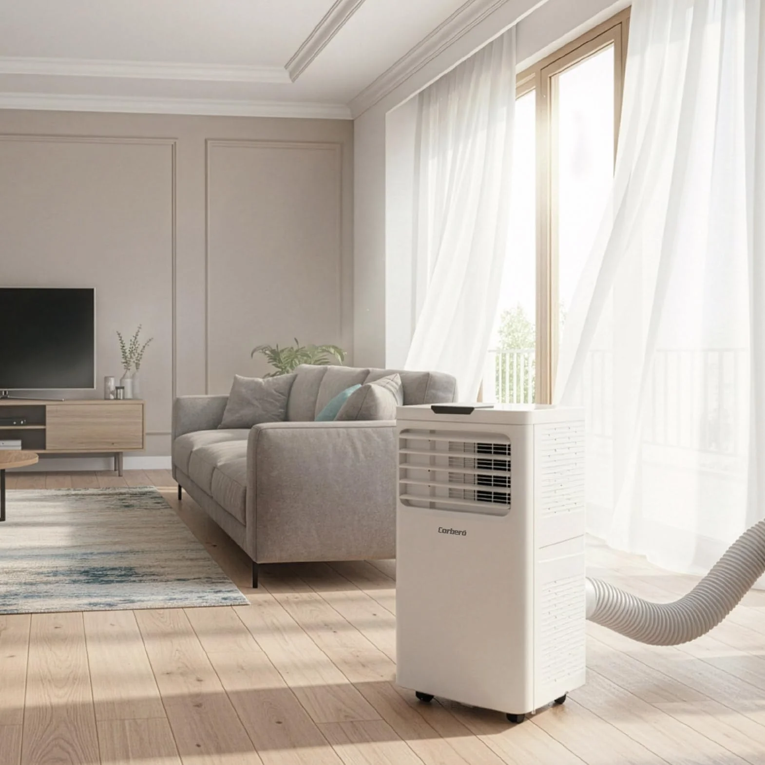 Corberó - Aire Acondicionado Portátil 3 en 1 con Mando | CPC12 | 12000BTU-3000 frigorias | 3500 W | Cobertura 22-25 m² | 16-31 ºC | Refrigeración | Ventilador | Deshumidificación |Temporizador