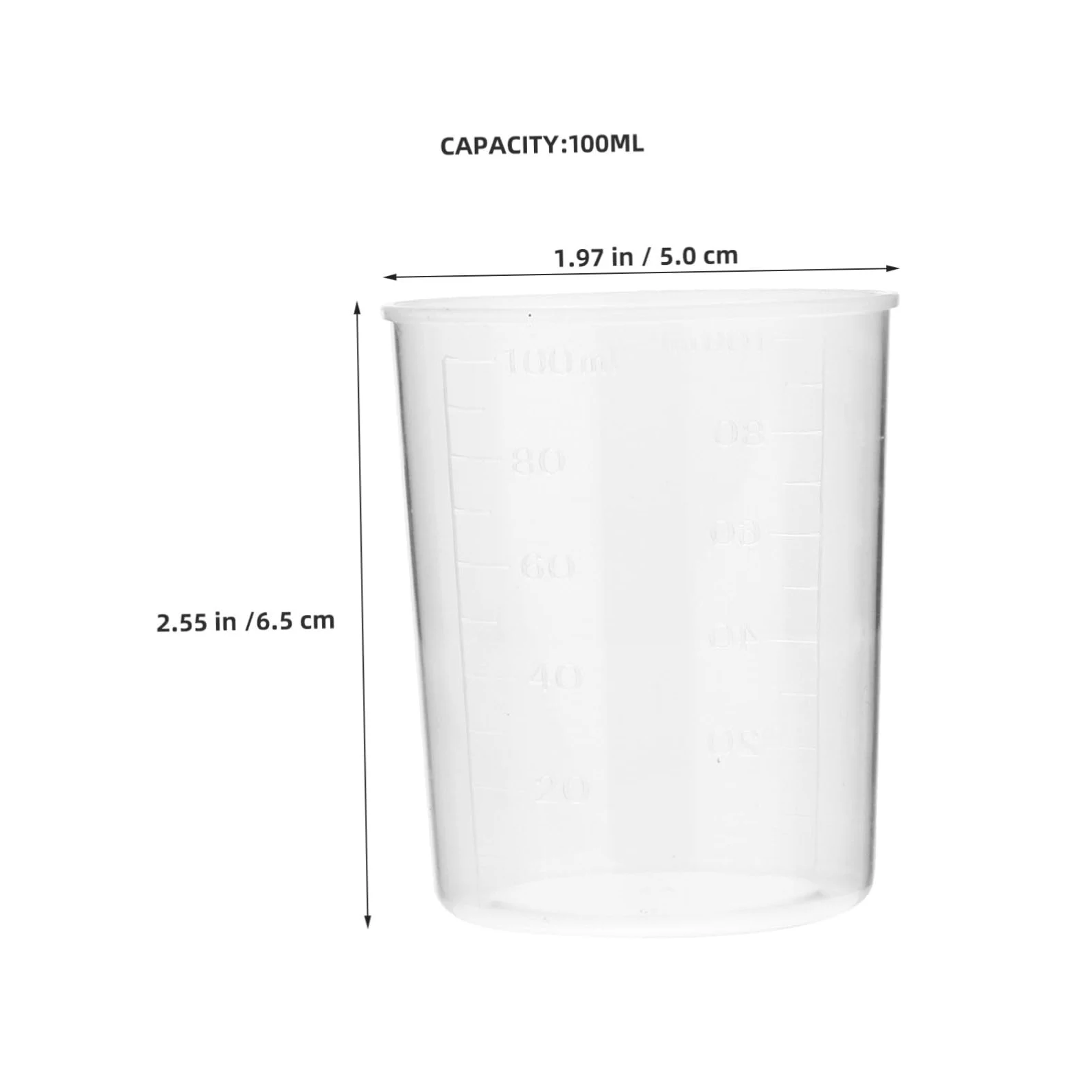50 Piezas Unidades de Vasos Medidores de Plástico Vasos Transparentes Graduados Resistentes Roturas Medidores Líquidos para Cocina Repostería Harina y Leche