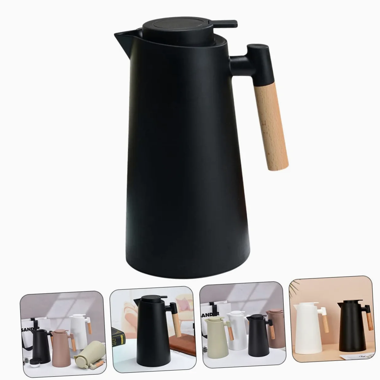 DOITOOL Termo de Vidrio al Vacío para Café y Té Botella de Agua Portátil Asa para Bebidas Frías y Calientes para Camping y Hogar
