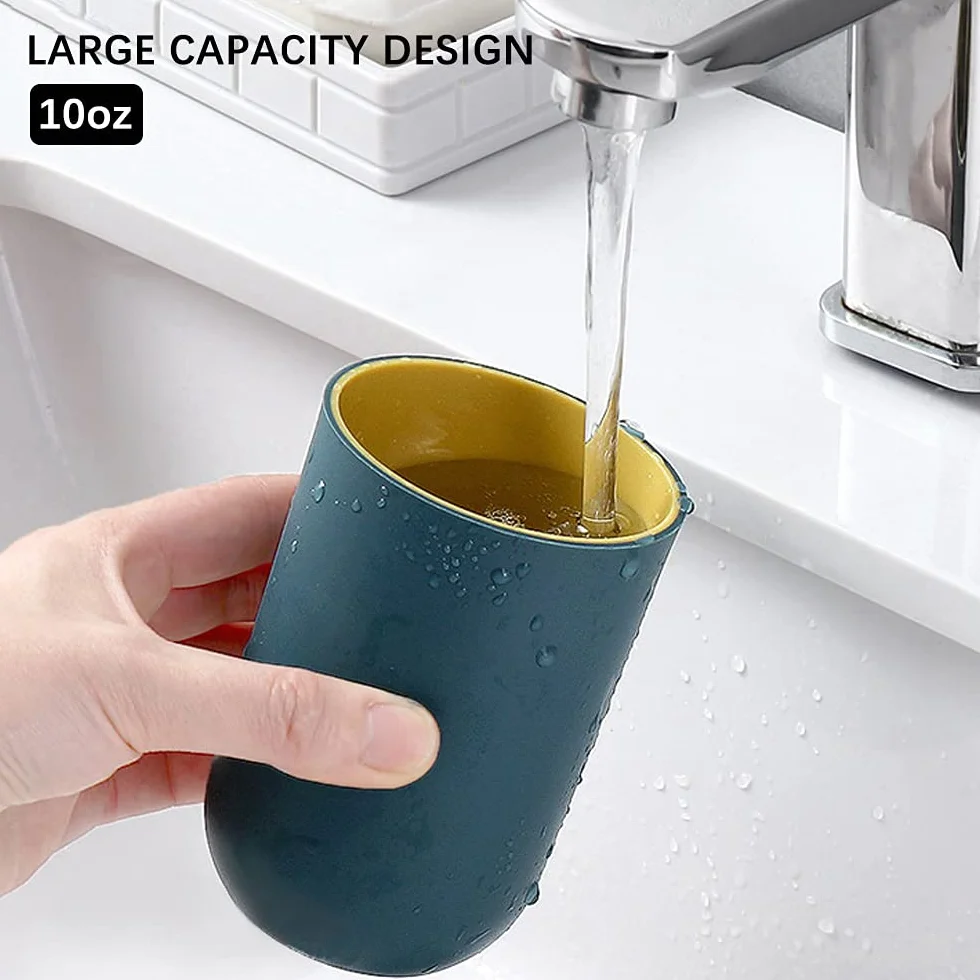 4 Vasos de Dientes de Plástico para el Cuarto de Baño, Vasos Reutilizables, Vasos Multifuncionales (Gris Claro, Azul Oscuro, Rosa Claro, Verde Claro)