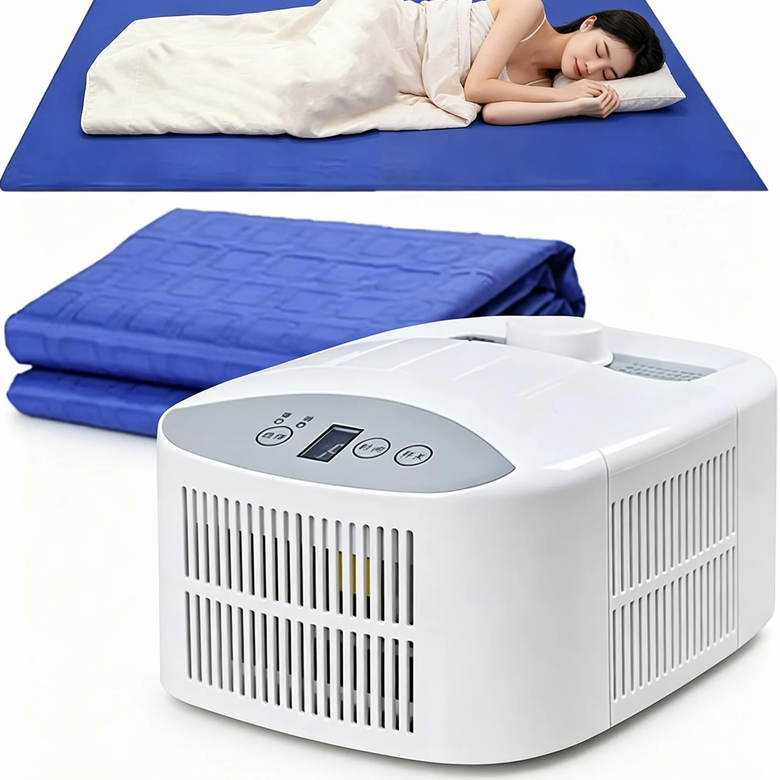 Almohadilla de colchón con enfriamiento por Agua y Sistema de enfriamiento | Colchón refrigerante de semiconductores de 70W, enfría de 3-8℃, temporizador de 1-9H(160*70cm)