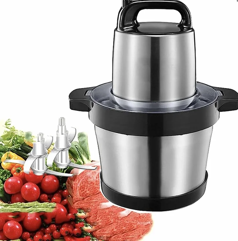 HOME-24 Picadora Eléctrica de Carne y Verdura Multifuncional Acero inoxidable 1000 W / 6 Litros Color Plata