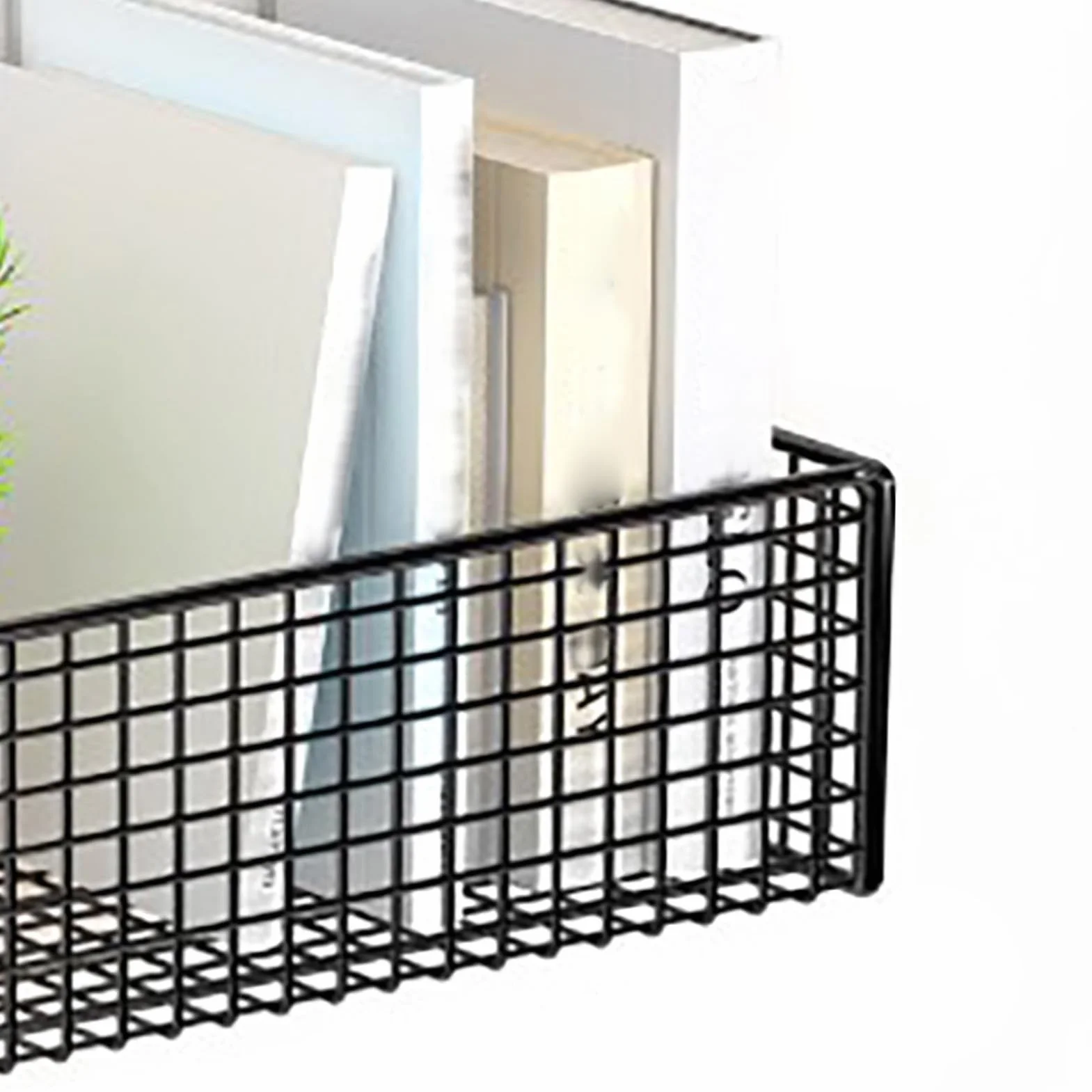 Tyenaza Cesta de Almacenamiento de Pared, Cestas de Almacenamiento de Metal Colgantes, Soporte de Pared de Cesta de Alambre de Metal, Sin Taladrar, para Dormitorio, Baño, Cocina, Negro(27x15x9cm)