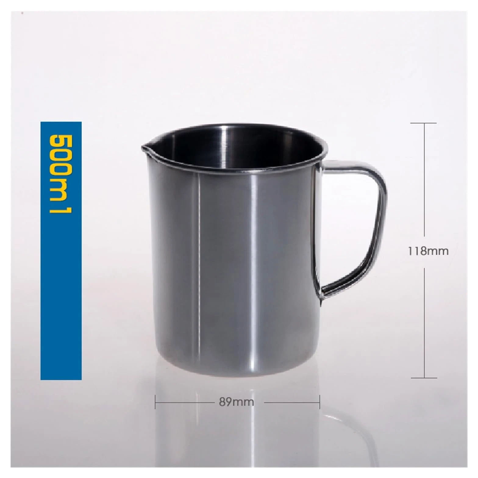 Run Ken Vaso Medidor De Acero Inoxidable Con Mango Vaso Graduado Equipo De Laboratorio O Utensilios De Cocina(500ml)
