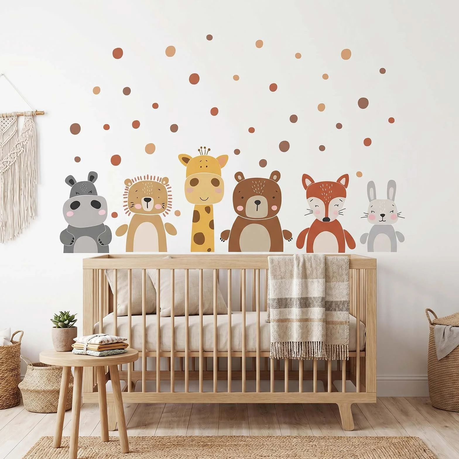 Pegatinas de Pared Animales de la Jungla León Mono Koala Cebra Vinilos Decorativos Rama Árbol Amarillo