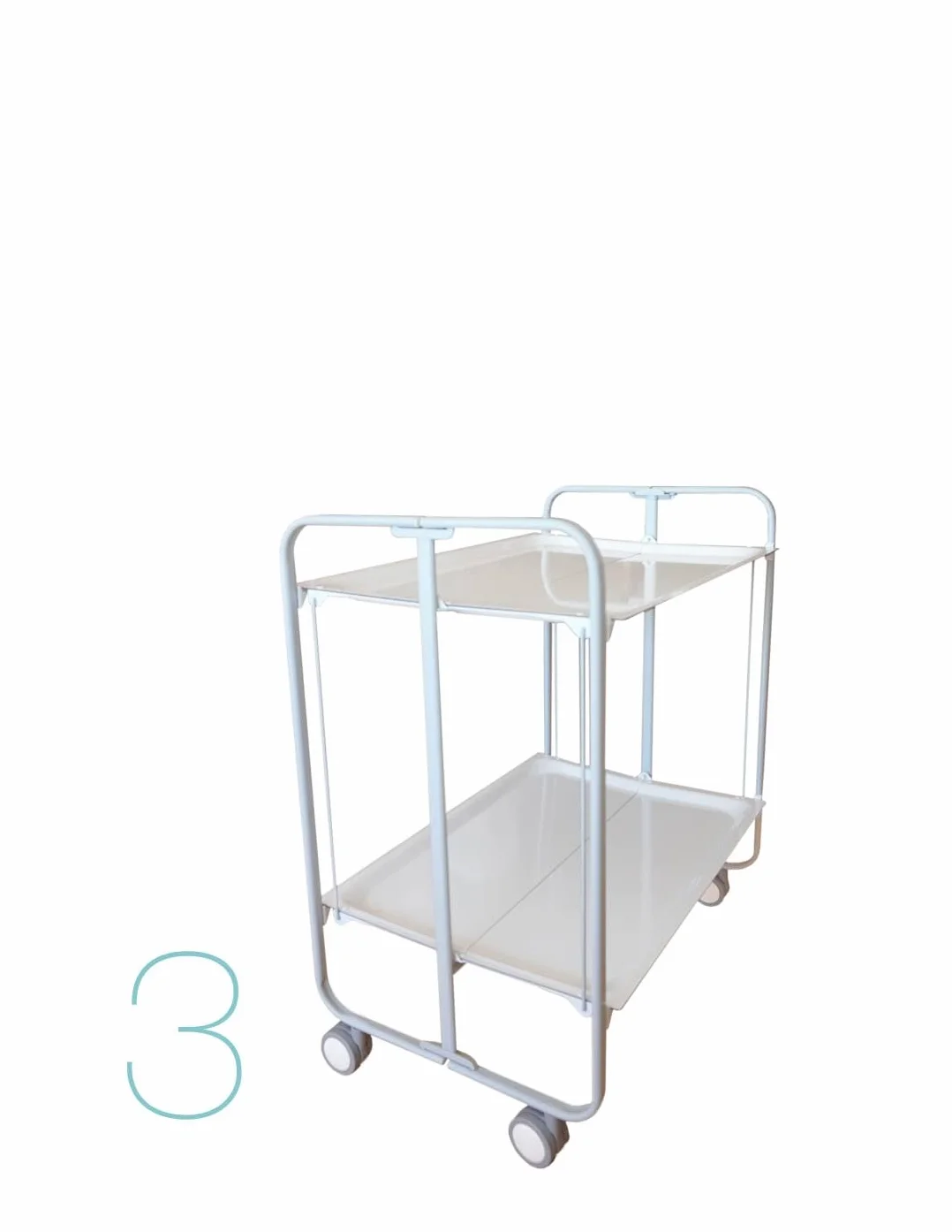 DHO – Mesa de ruedas plegable con chasis gris aluminio.