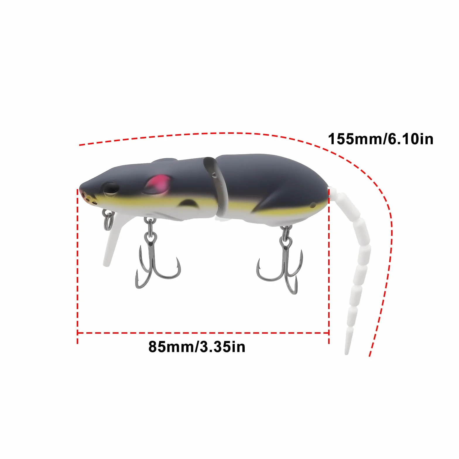 2pcs Se?uelos de Nataci¨®n para Rata Y Rat¨®n 15 G 15,5 Cm con Articulaci¨®n de Superficie para La Pesca de Lucios Y Peces Depredadores