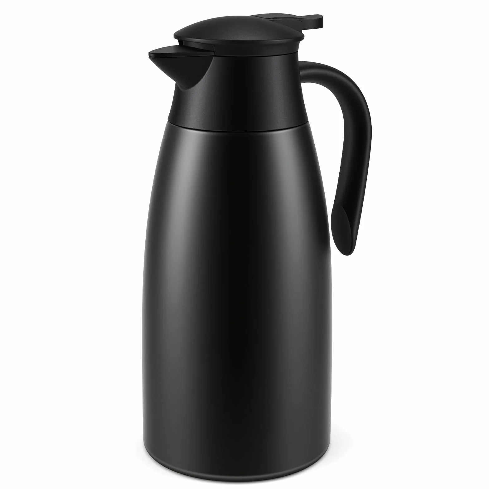 2 Litros Jarra Termo, Jarra Térmica se Acero Inoxidable 304, Termo con Aislamiento Térmico, Se Mantiene Caliente Durante 24 Horas Para Café, Té, Agua, Bebida (Black)