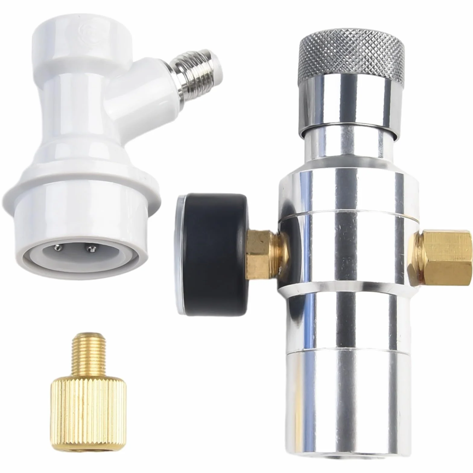 FACAIIO Barril de cerveza portátil para dispensador de carga con manómetro de 0 a 30 PSI y 3 adaptadores de rosca de 8 pulgadas de 2 L, 3.6 L, 5 L, barril Cornelius, café y kombucha