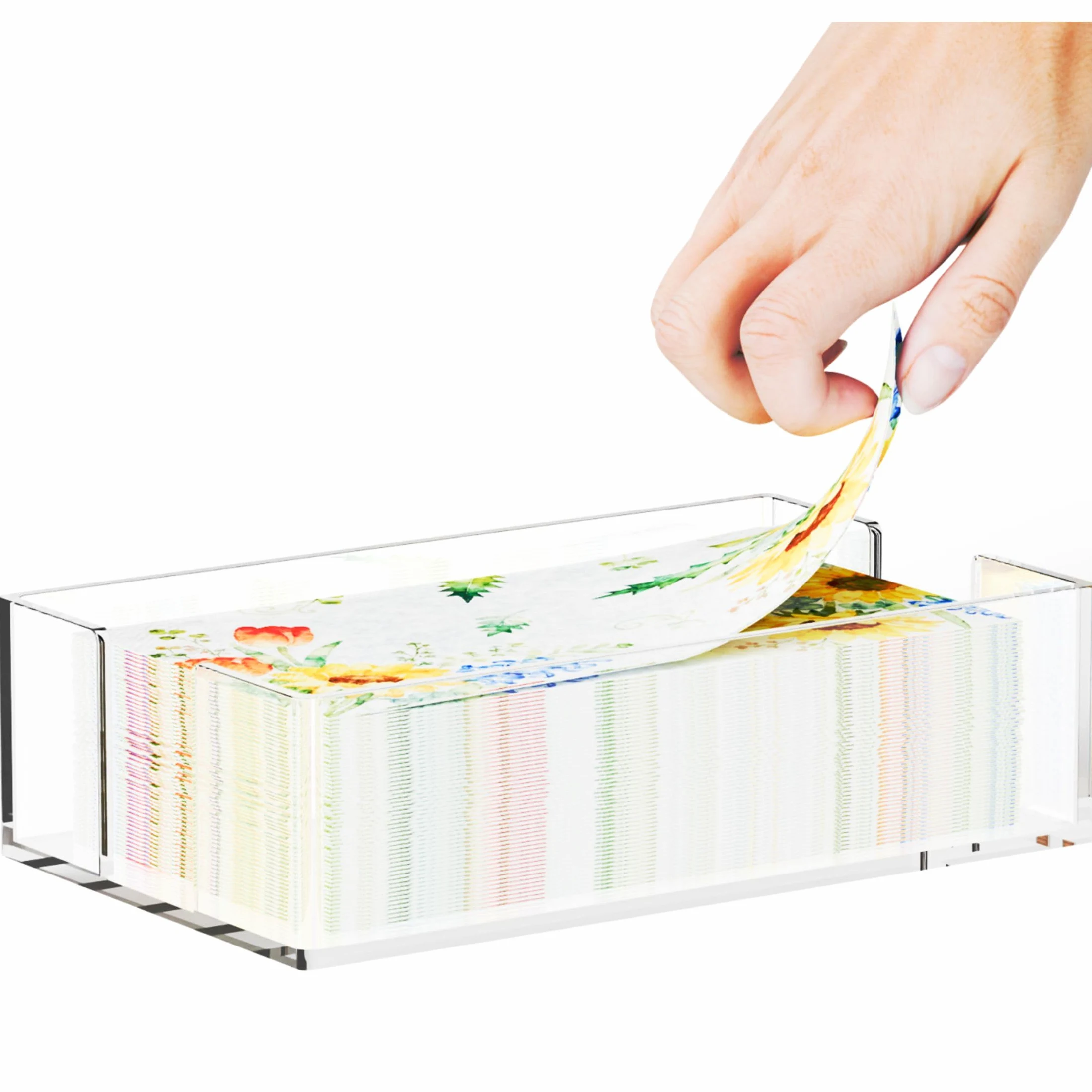 Cq Acrylic Servilleteros transparentes de 9 x 5.5 pulgadas para cocina, cesta de toallas de invitados, soporte para toallas de papel en transparente, soporte para servilletas de cóctel y invitados