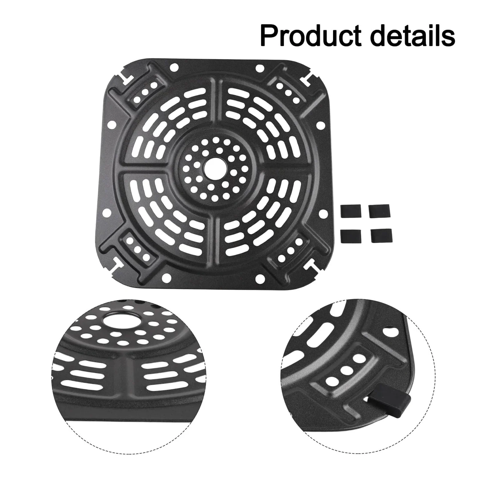 Genérico 1 Placa de Repuesto for freidora de Aire for 2 Cuartos. | 21,5x21,5 cm, bandeja cuadrada, duradera, compatible con AF141, fácil de limpiar