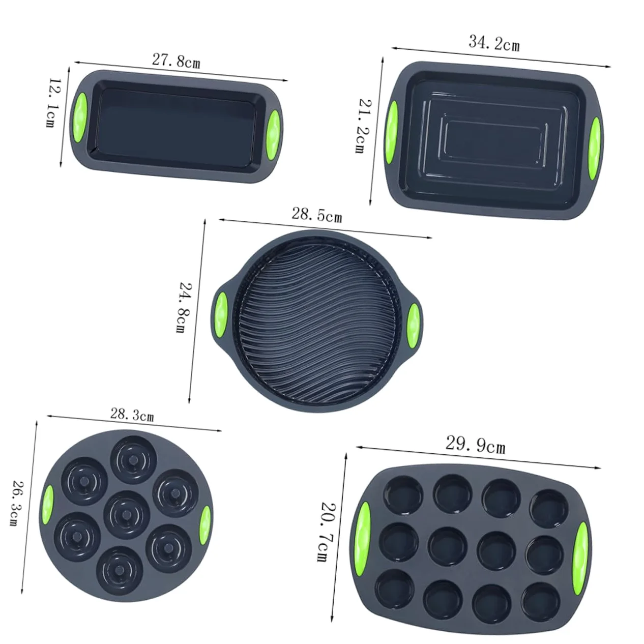 Kit de Moldes de Silicona 5 Piezas para Hornear Pasteles, Reutilizables y Fáciles de Limpiar, Ideales para Cocina y Repostería en Familia