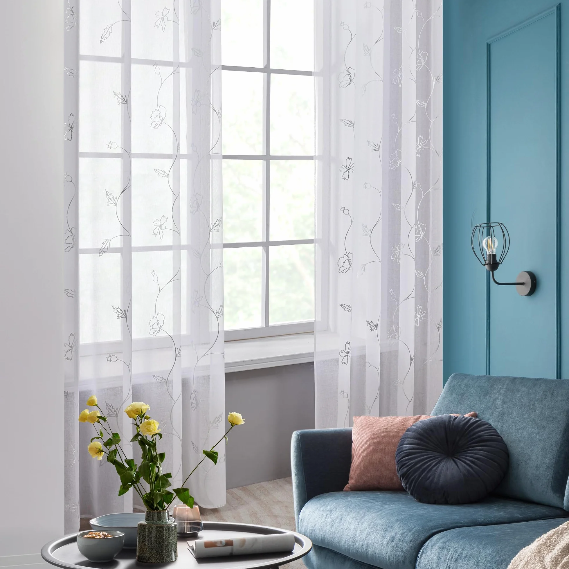 Deconovo Cortinas Visillos Translucidas 140x245cm con Ojales para Dormitorio Salon